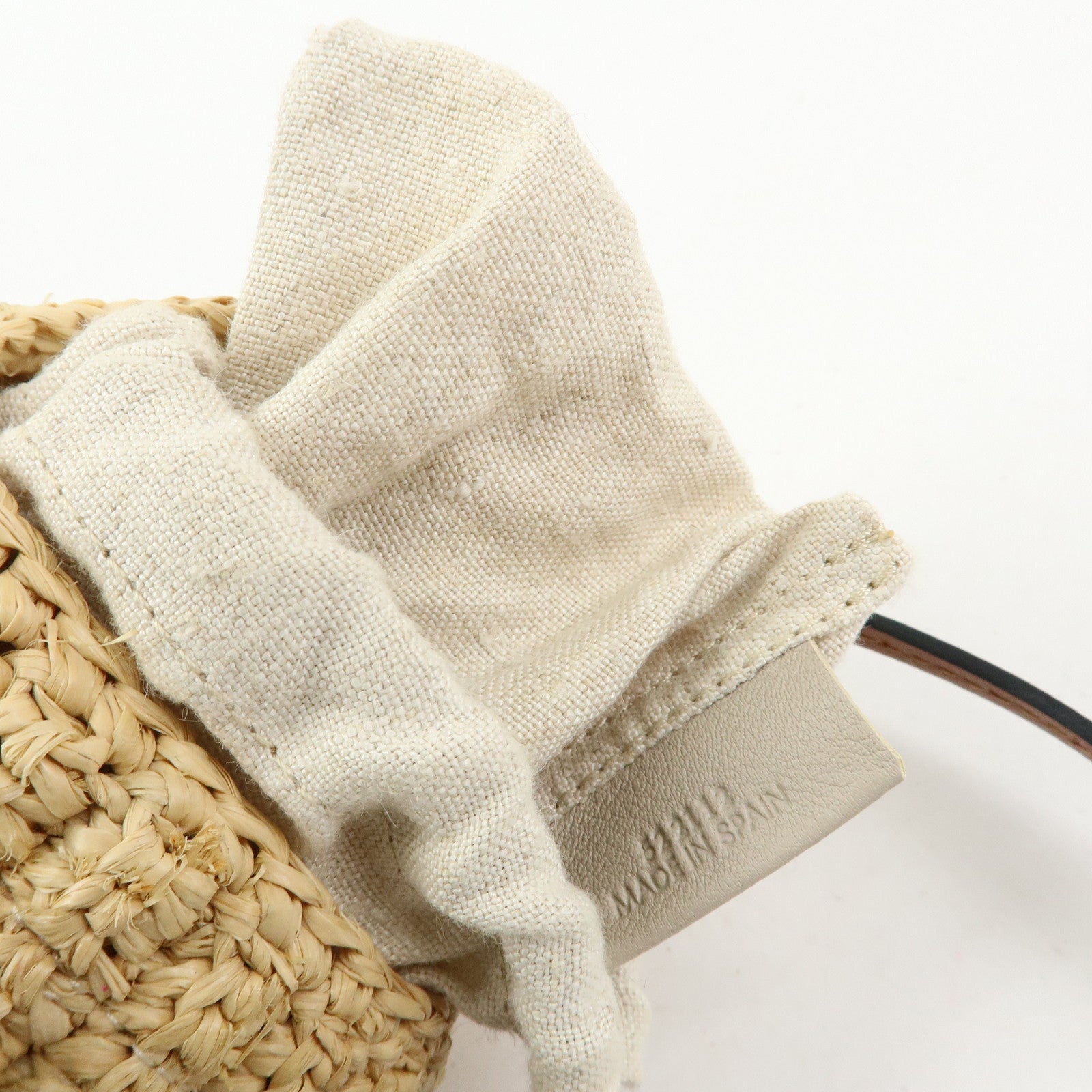 LOEWE Anagram Raffia Leather Shoulder Bag Shell Motif