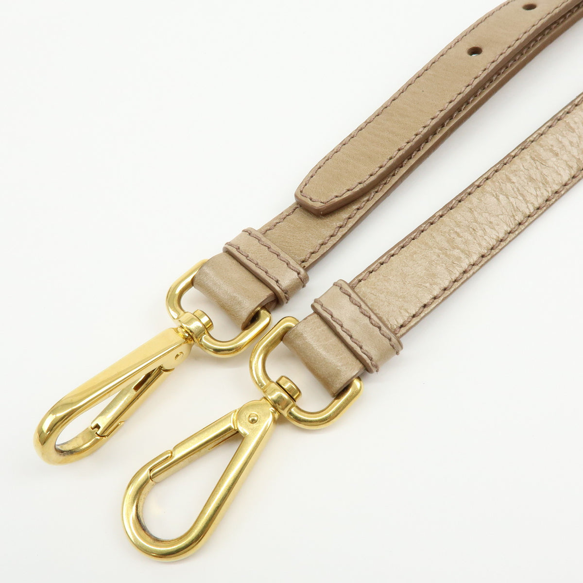 MIU MIU Leather 2Way Bag Hand Bag Shoulder Bag Key Ring Beige RN1127