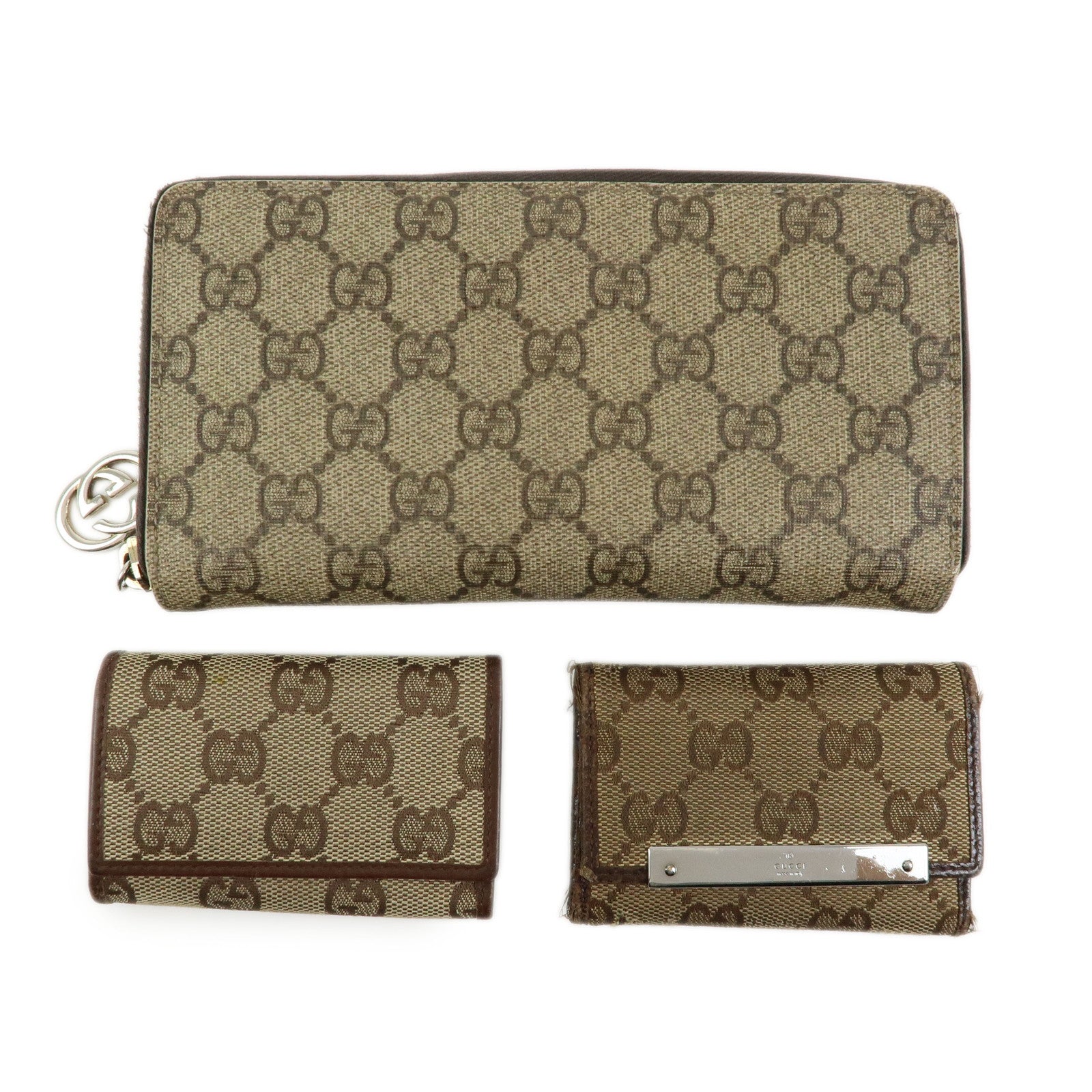 GUCCI Set of 2 Interlocking G Wallet Key Case 212110 27048 04564