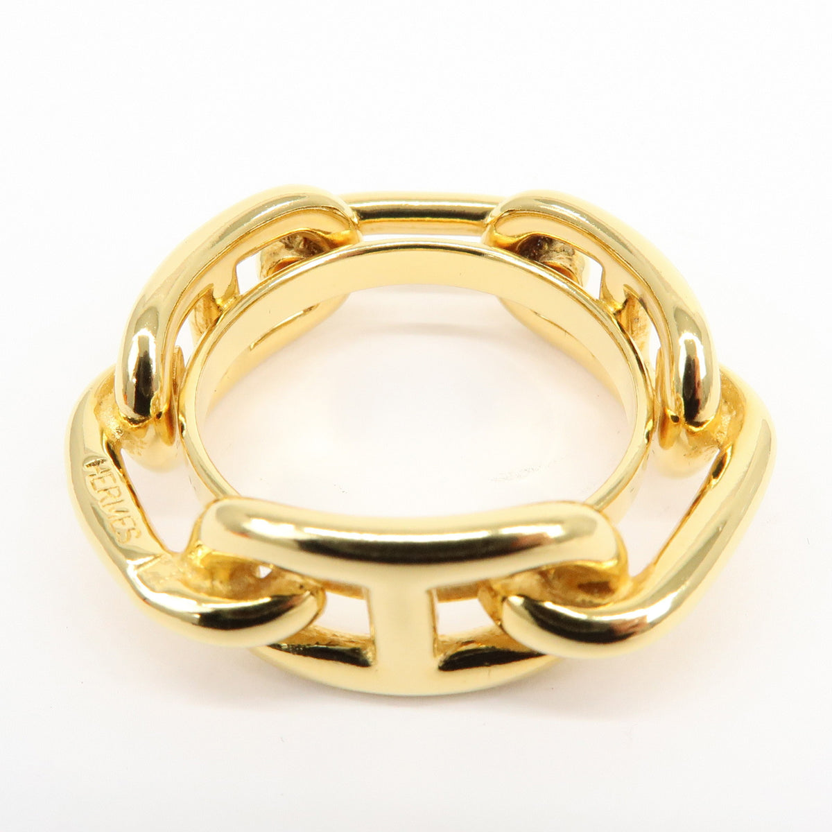 HERMES Lot of 2 Chaine d'Ancre Enchainee Cosmos Metal Scarf Ring Gold