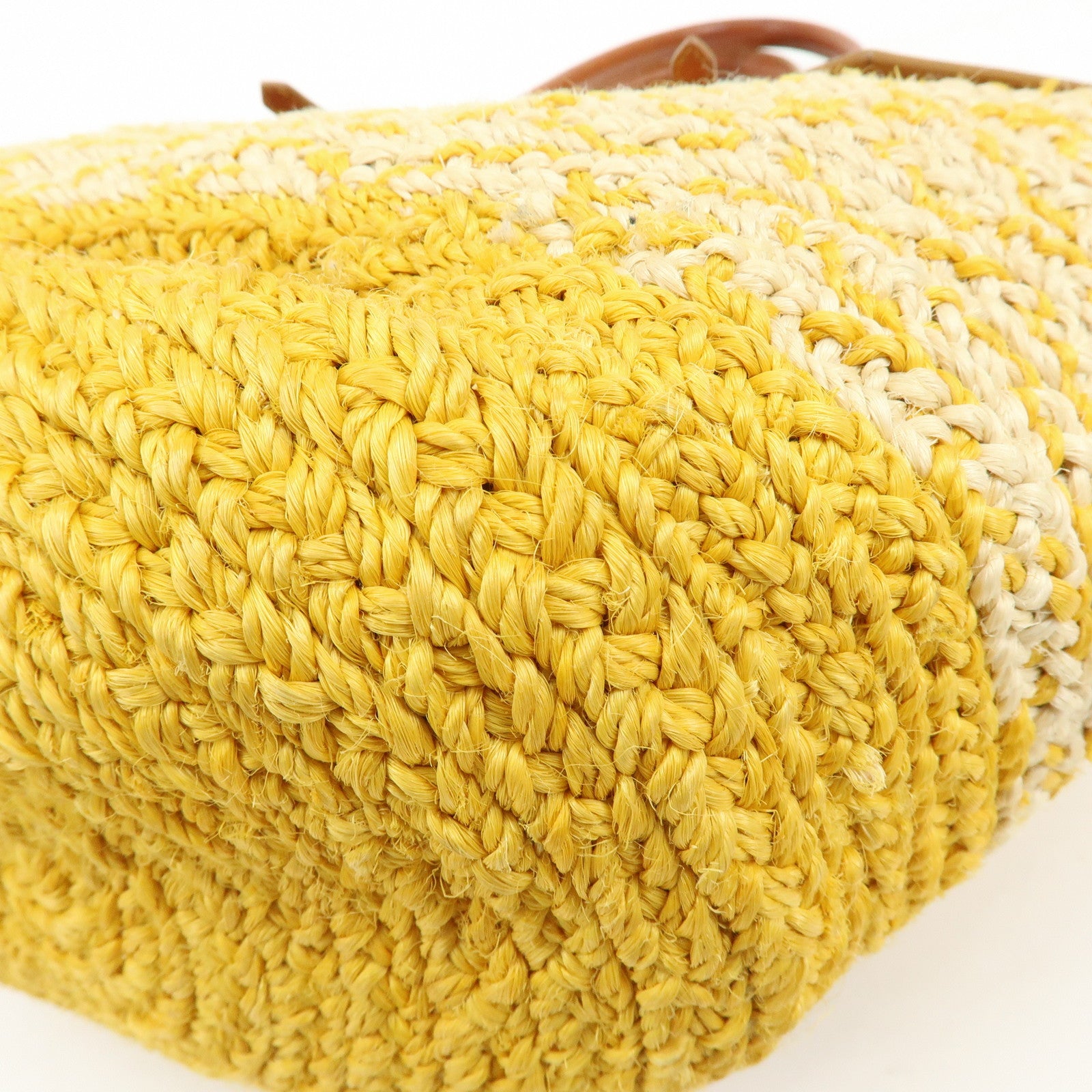 BALENCIAGA Raffia Leather Panier Tote Bag Yellow Natural 286370