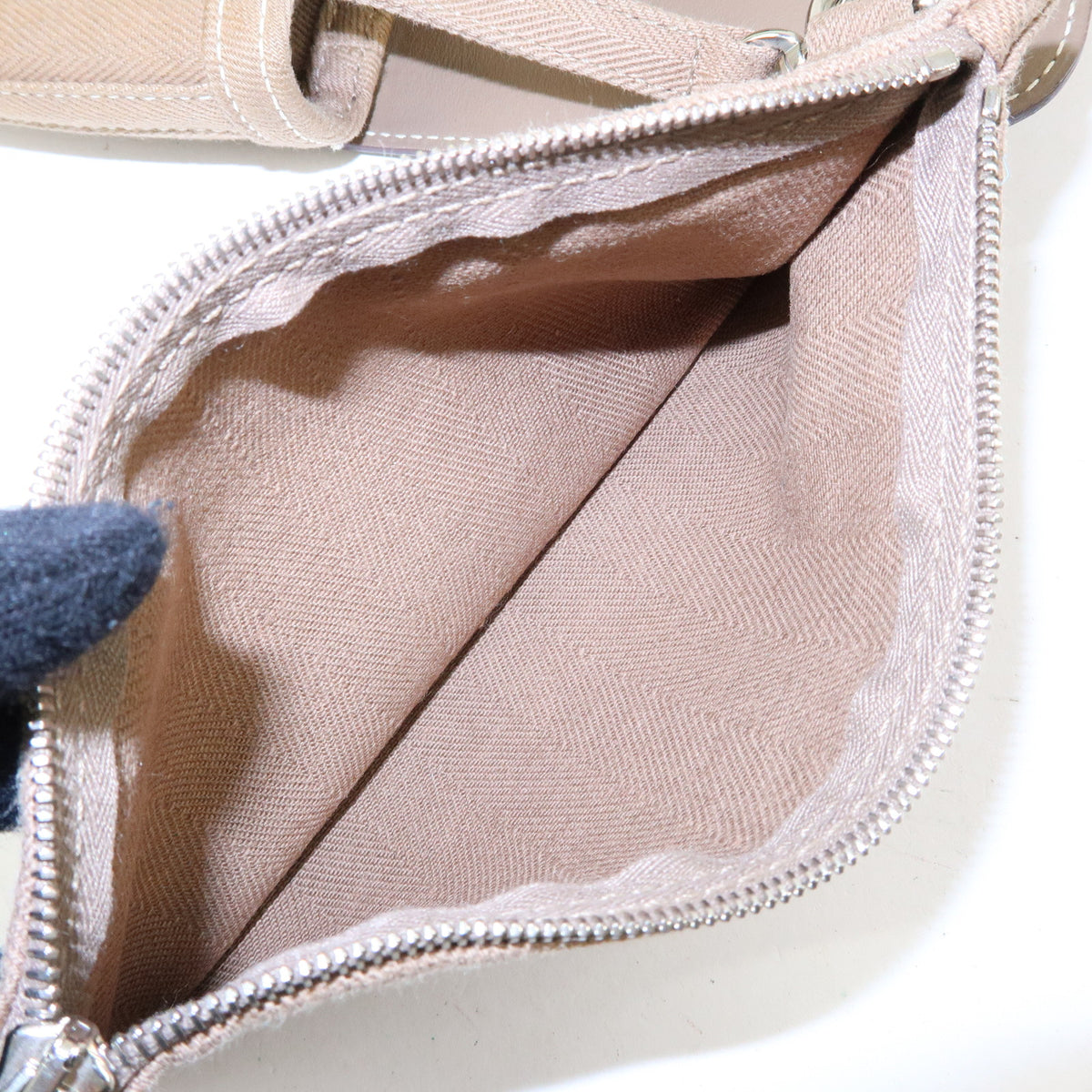 HERMES Valparaiso Long PM Calf Skin Tote Bag Hand Bag Etoupe