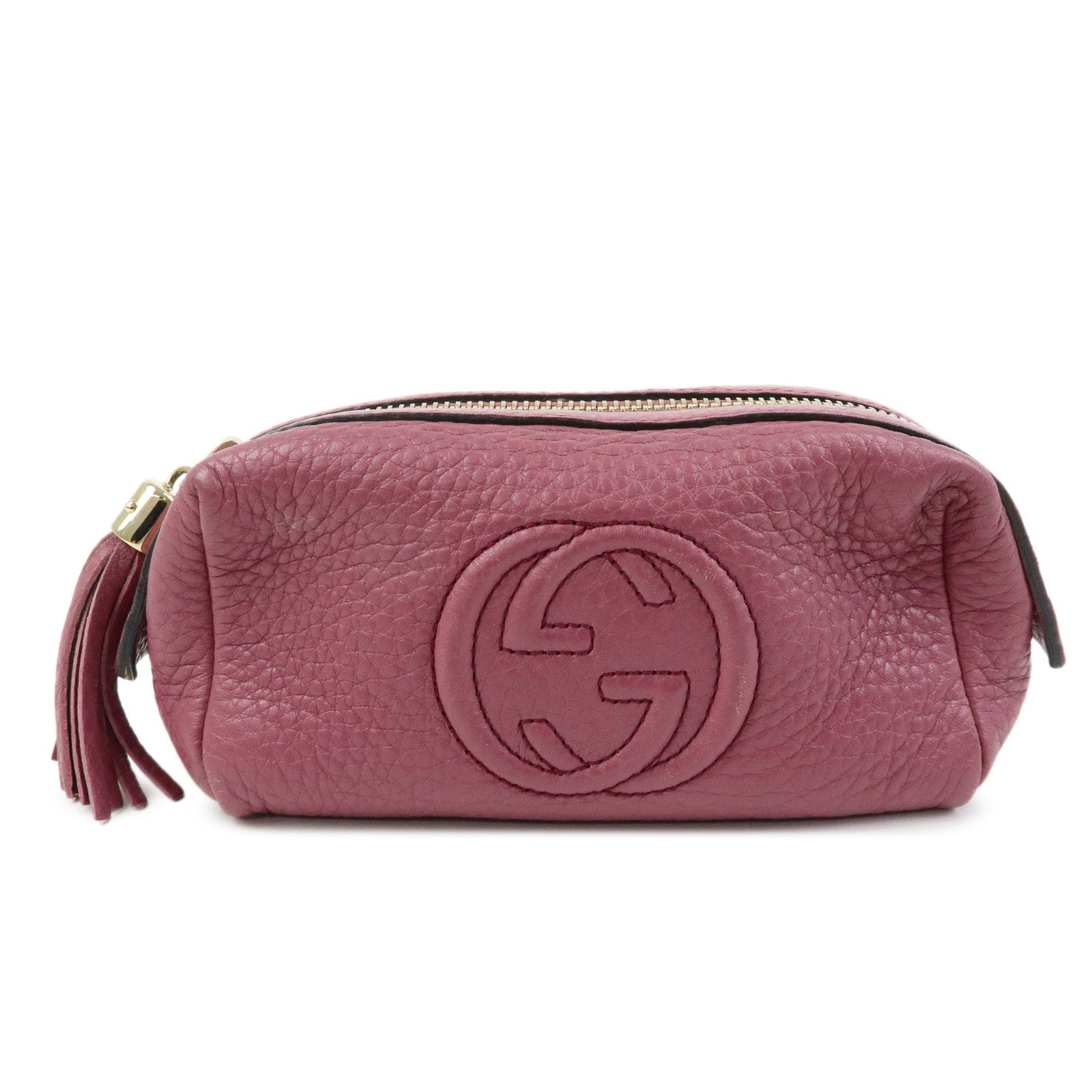 GUCCI Interlocking G SOHO Leather Cosmetic Pouch Makeup Case 308634