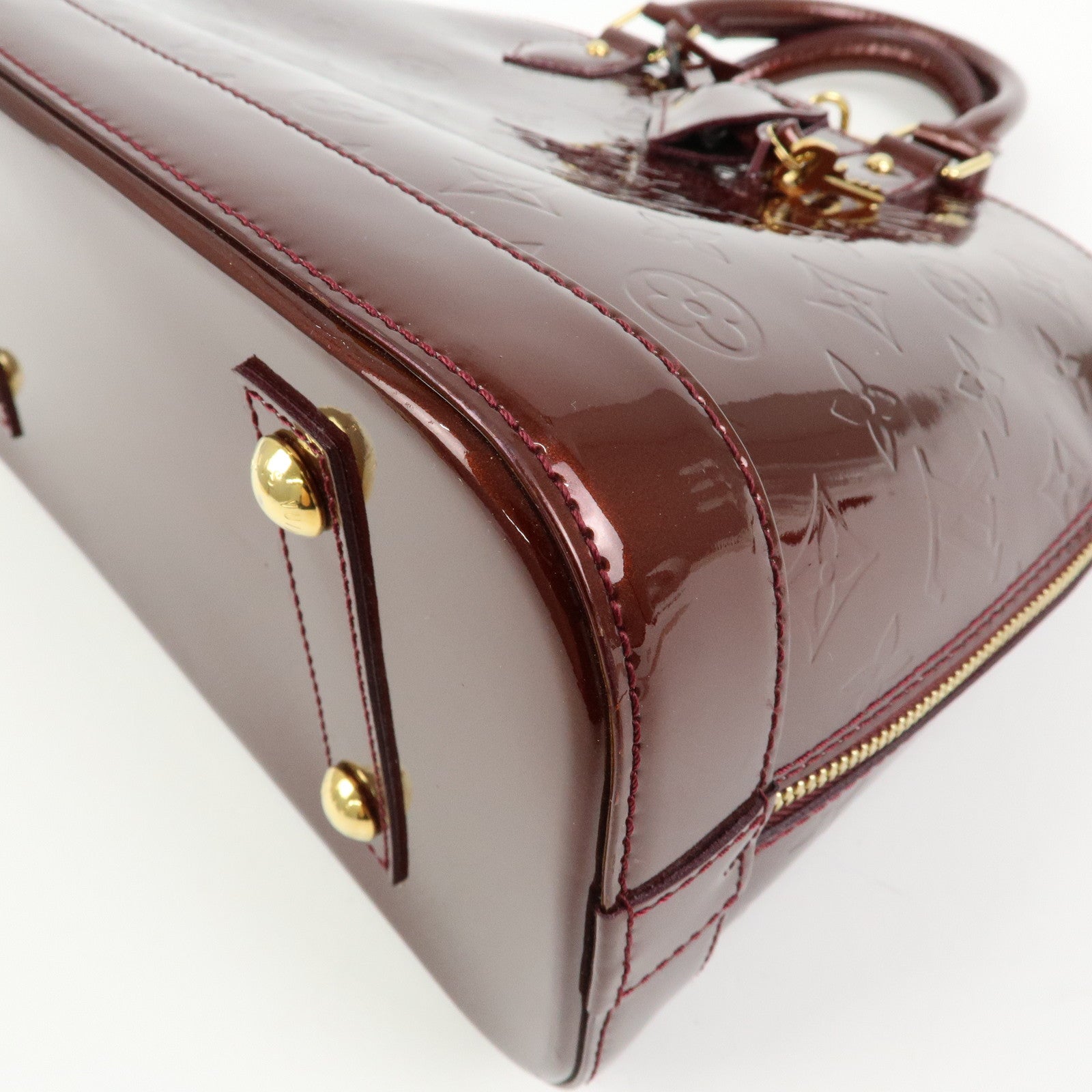 Louis Vuitton Monogram Vernis Alma PM Hand Bag Rouge Fauviste M91691