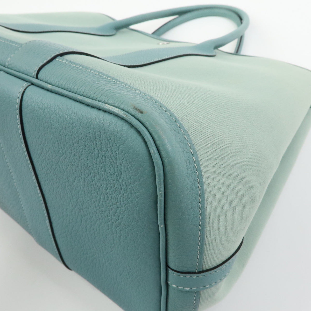 HERMES Garden Party PM Toile Officier N Stamped Tote Bag Sage Green