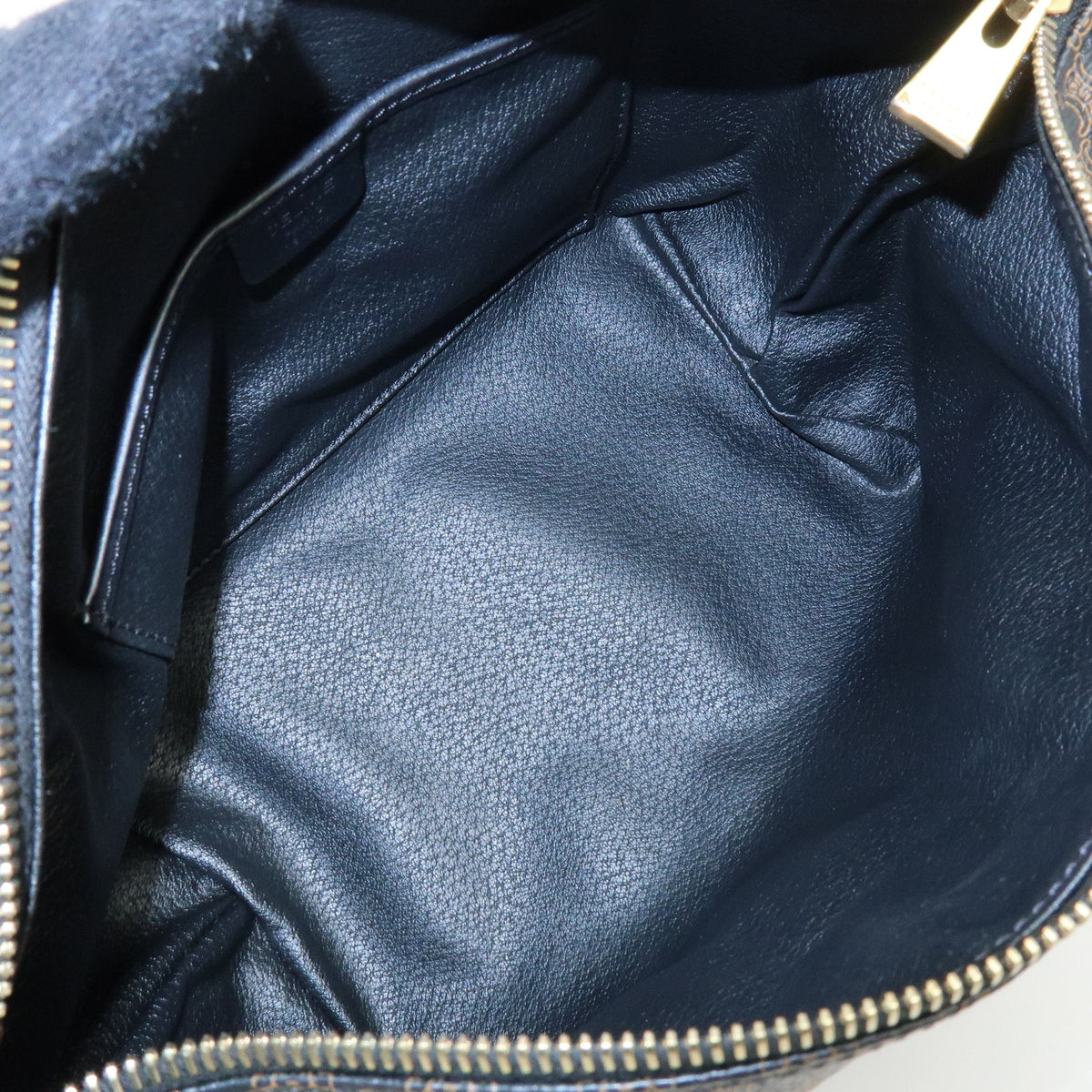 CELINE Macadam PVC Leather Hand Bag Pouch Black Brown