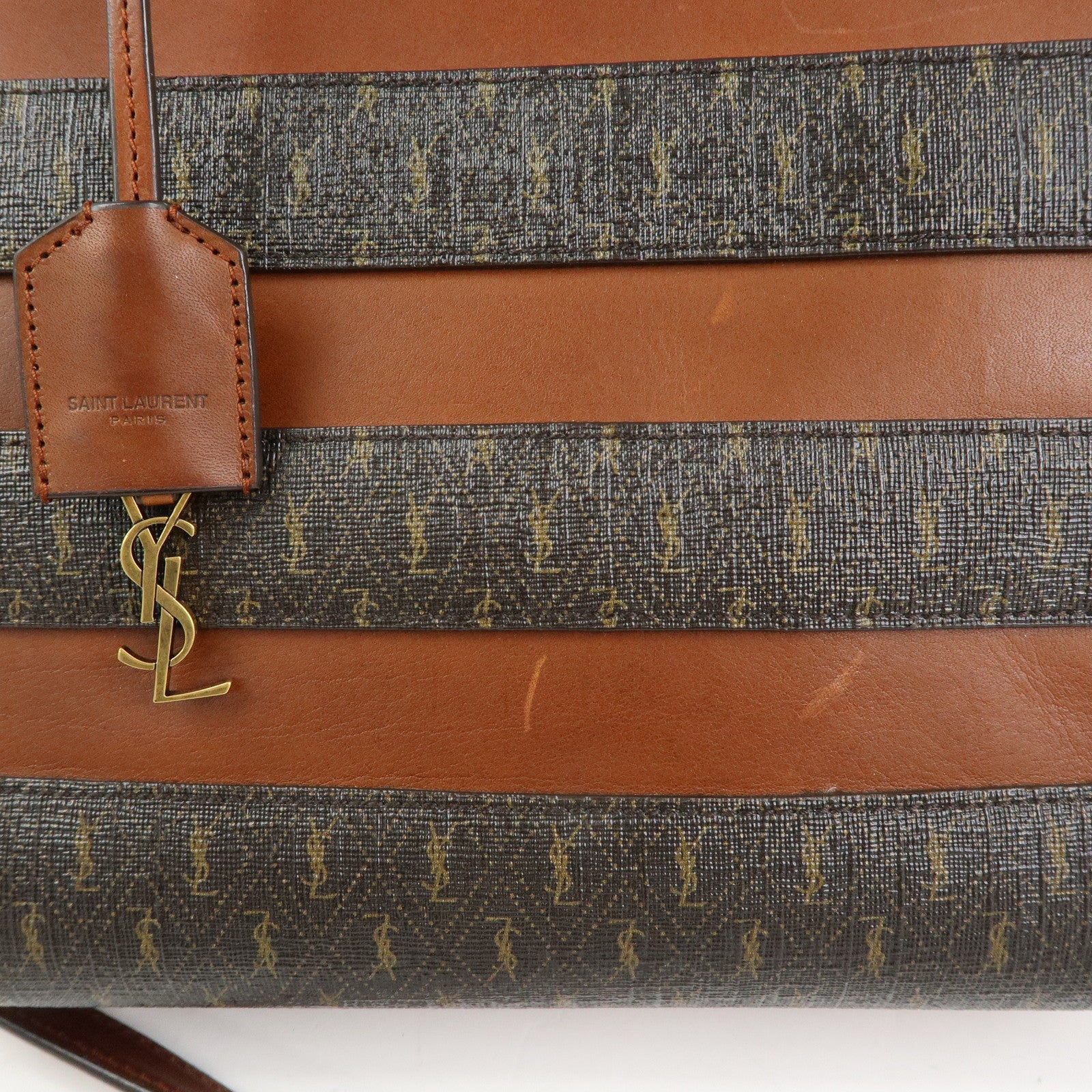 SAINT LAURENT PARIS Le Monogramme Toy Shopping Bag PVC Leather Tote Bag