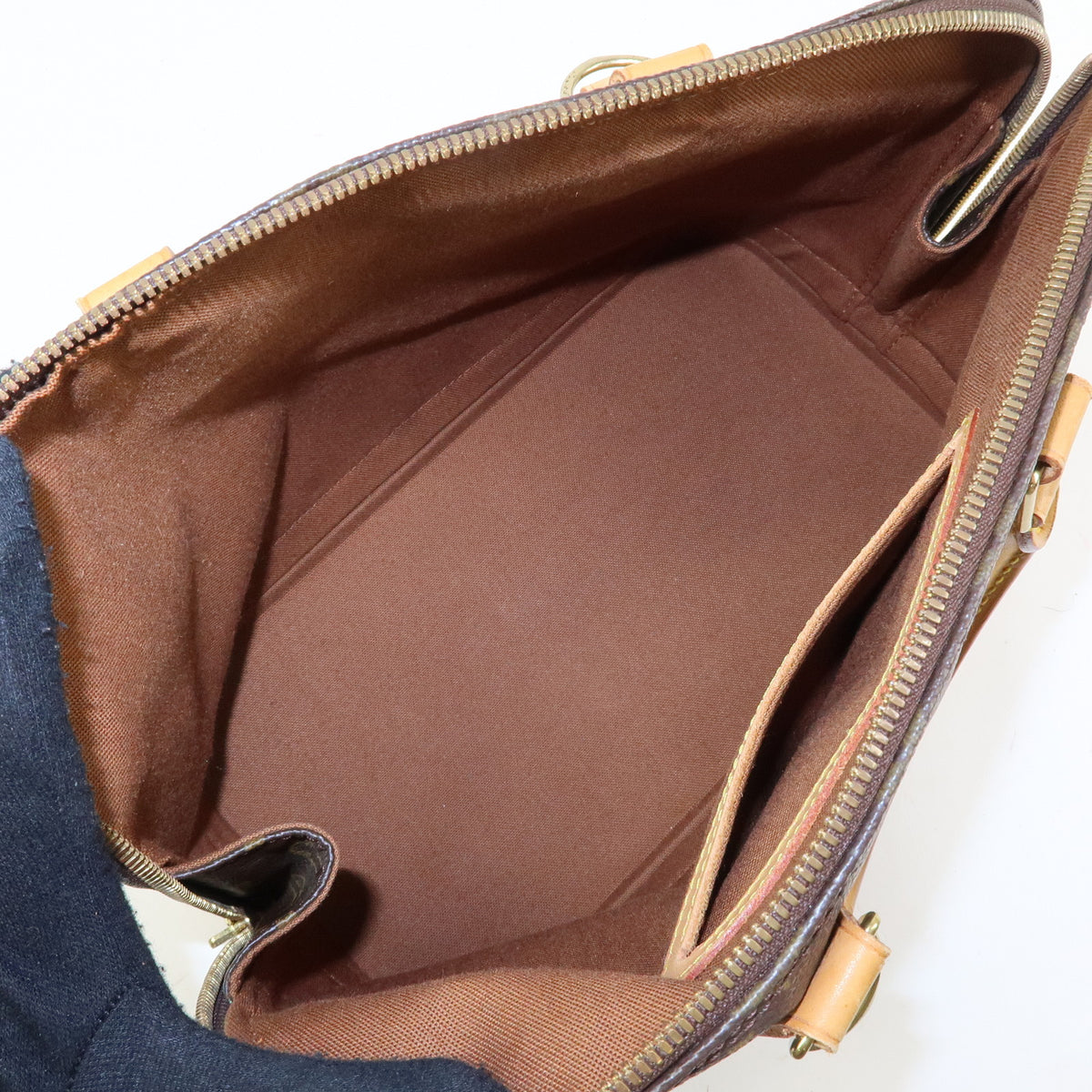 Louis Vuitton Monogram Alma Canvas Leather Hand Bag Brown M51130