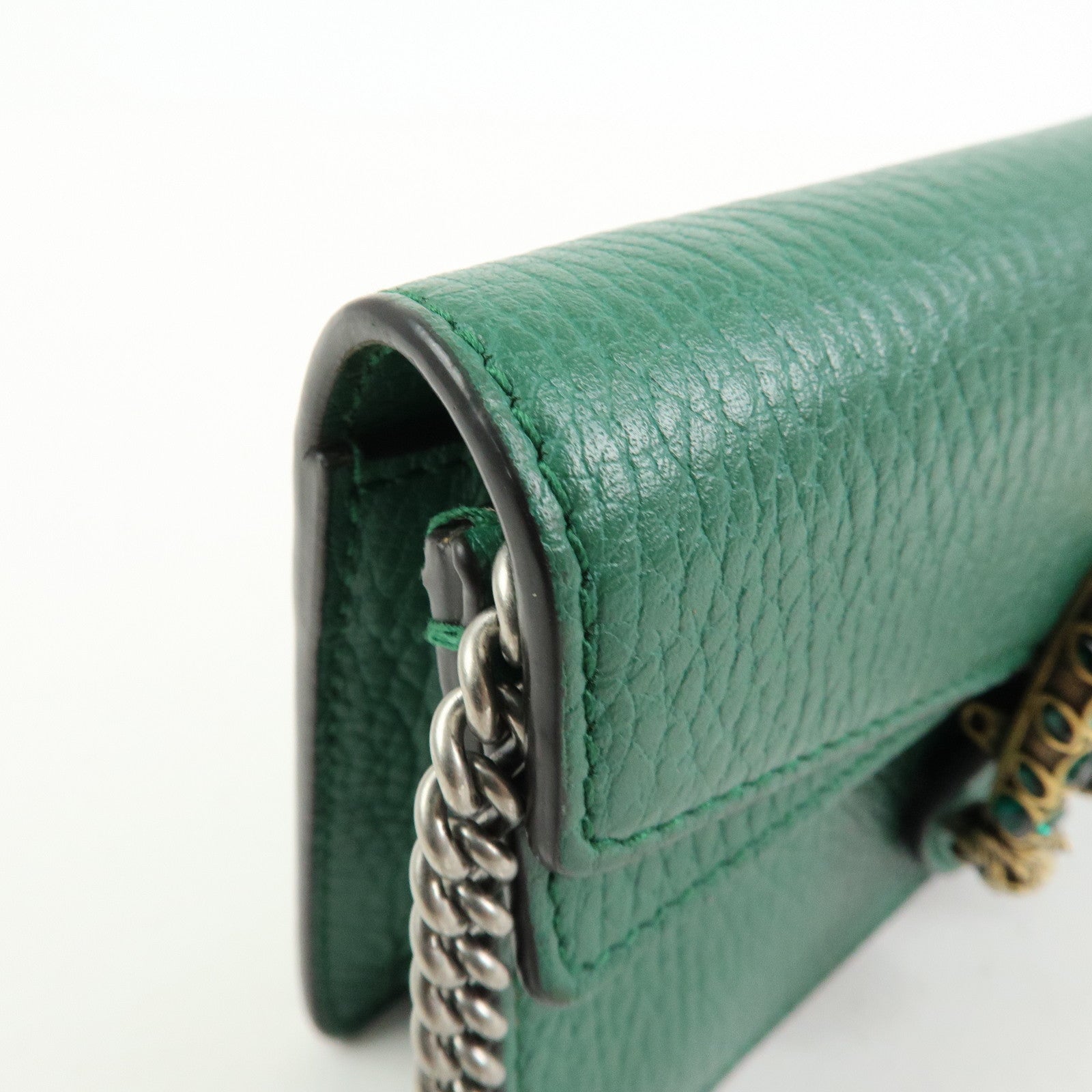 GUCCI Dionysus Super Mini Bag Leather Chain Shoulder Bag Green 476432