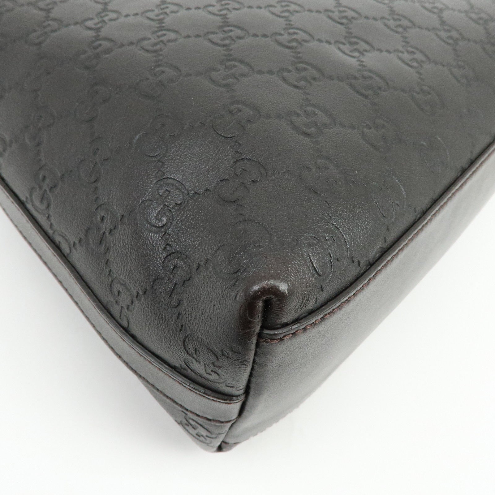 GUCCI Guccissima Interlocking G Leather Shoulder Bag Brown 339553