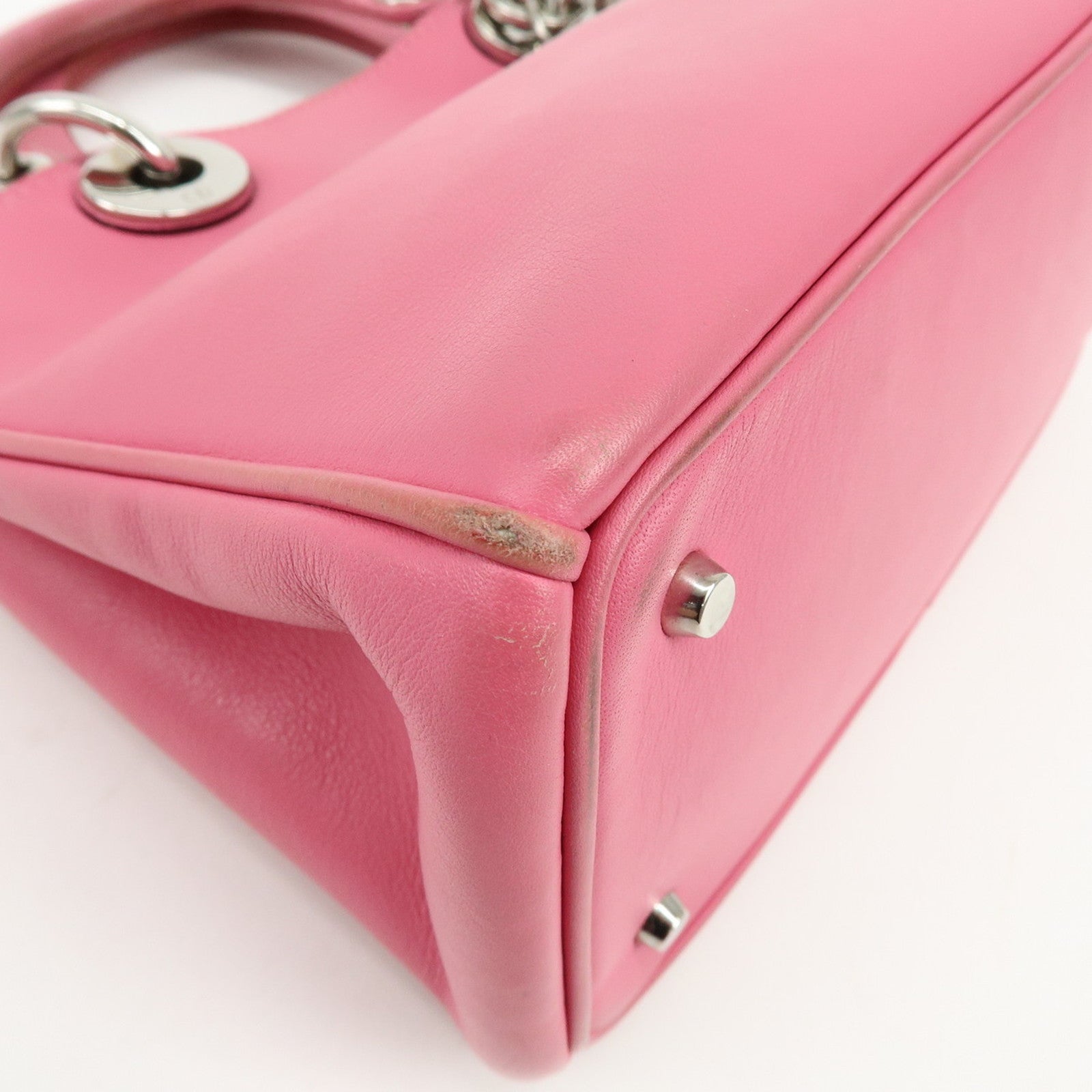 Christian Dior Diorissimo Leather 2Way Bag Hand Bag Shoulder Bag Pink