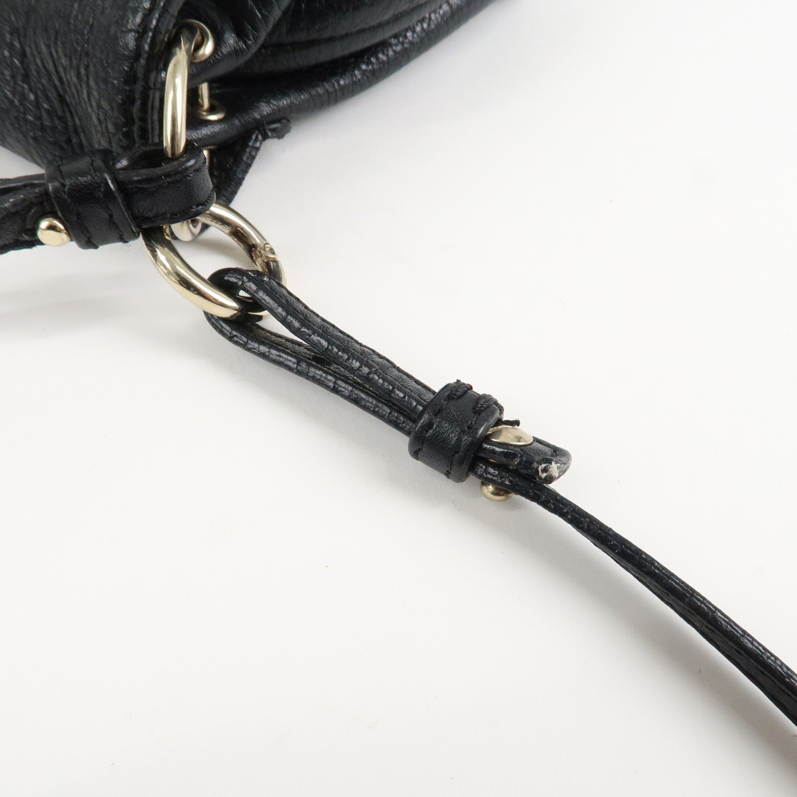 Chloe Lily Metal Ribbon Leather 2Way Shoulder Bag Hand Bag Black Used