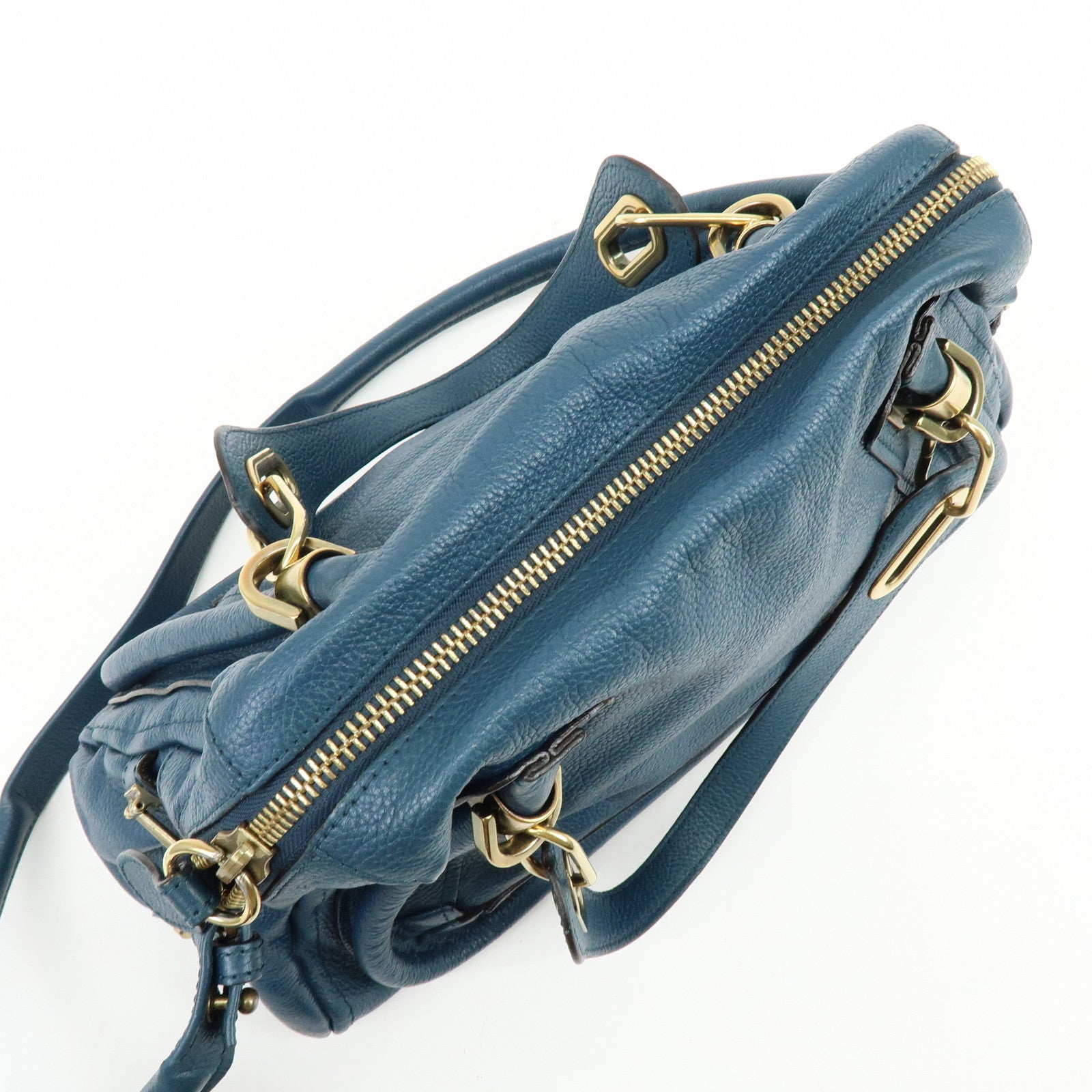 Chloe Paraty Leather 2Way Bag Hand Bag Shoulder Bag Blue