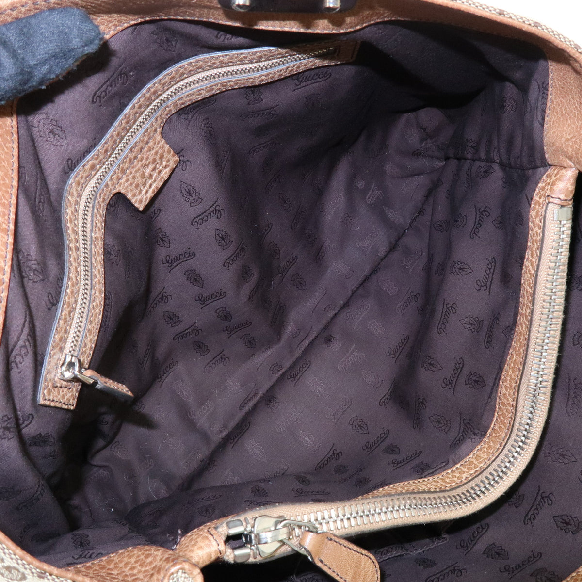 GUCCI Bamboo GG Canvas Leather Tote Bag Hand Bag Beige Brown 232947