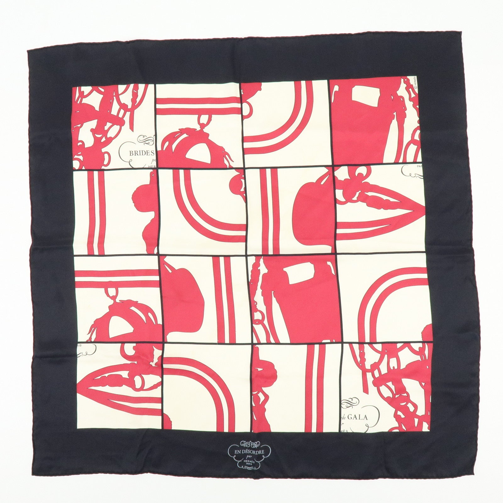 HERMES Carre 70 Lot of 2 Silk 100% Scarf Brides de gala/A.M.CASSANDRE