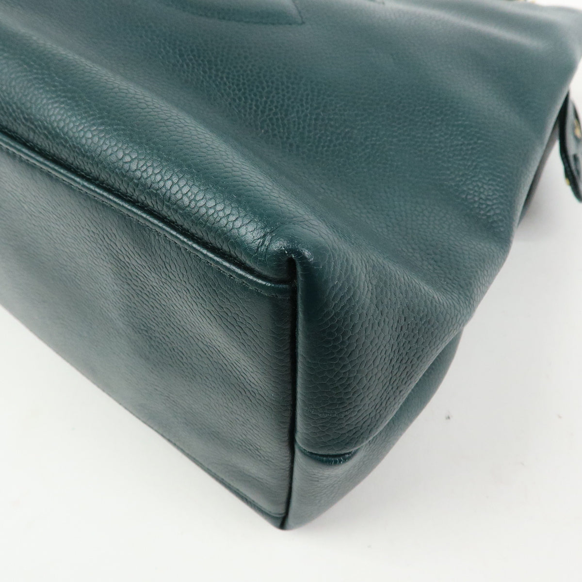 CHANELCOCO Mark Caviarskin Chain Shoulder Bag Tote Bag Dark Green