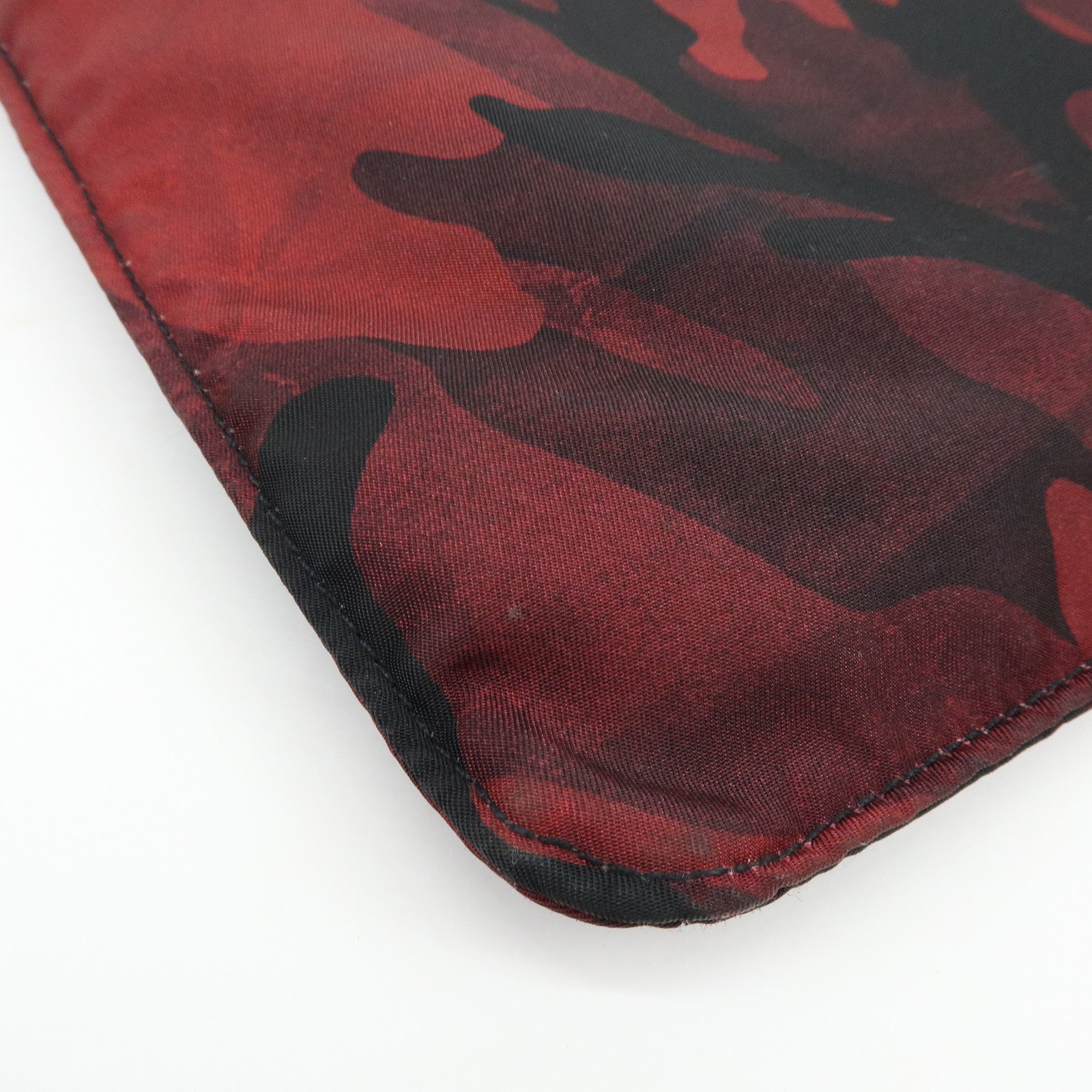 PRADA Triangle Logo Nylon Shoulder Crossbody Bag Camouflage Red BT0978