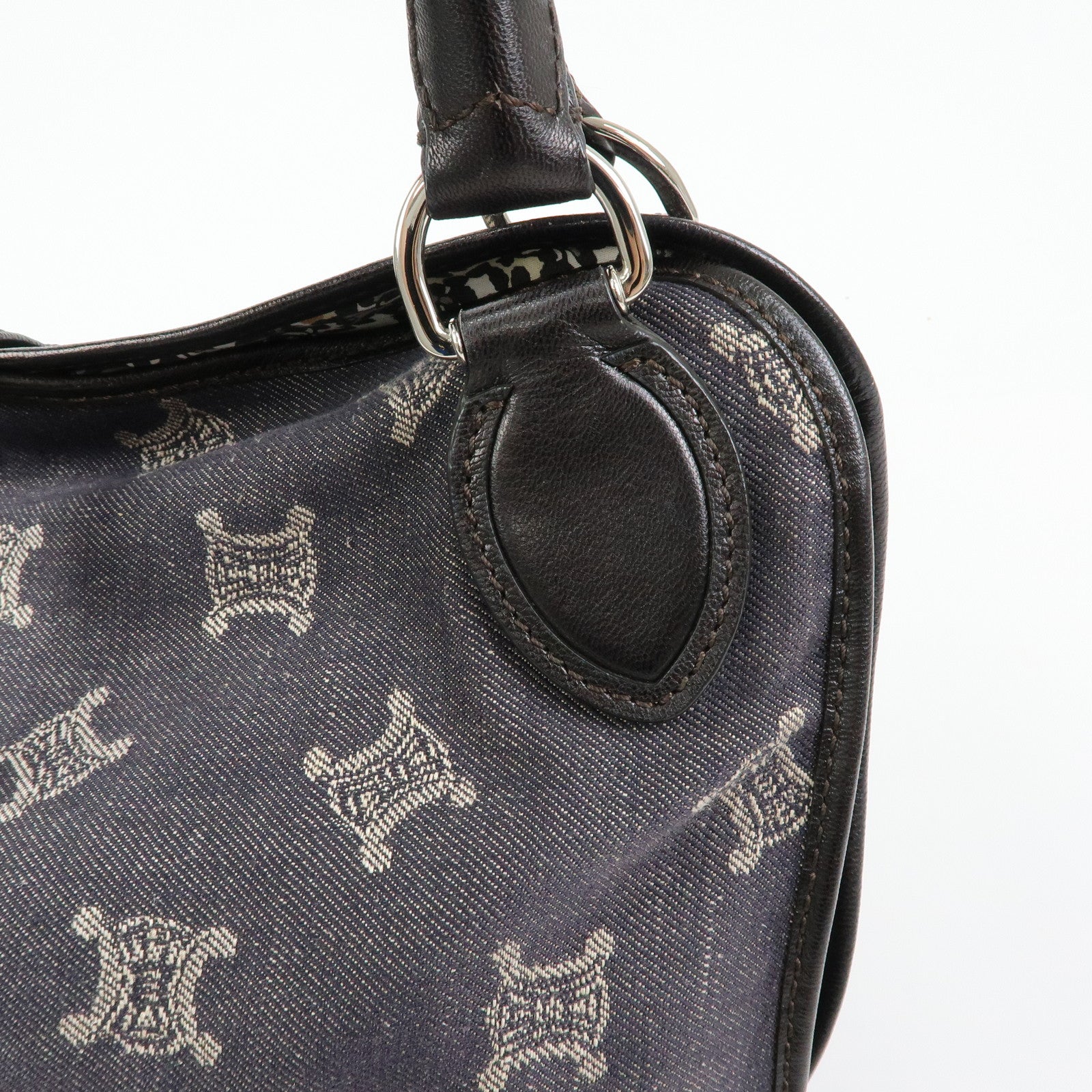 CELINE Macadam Bittersweet Denim Leather Shoulder Bag Indigo Blue Black