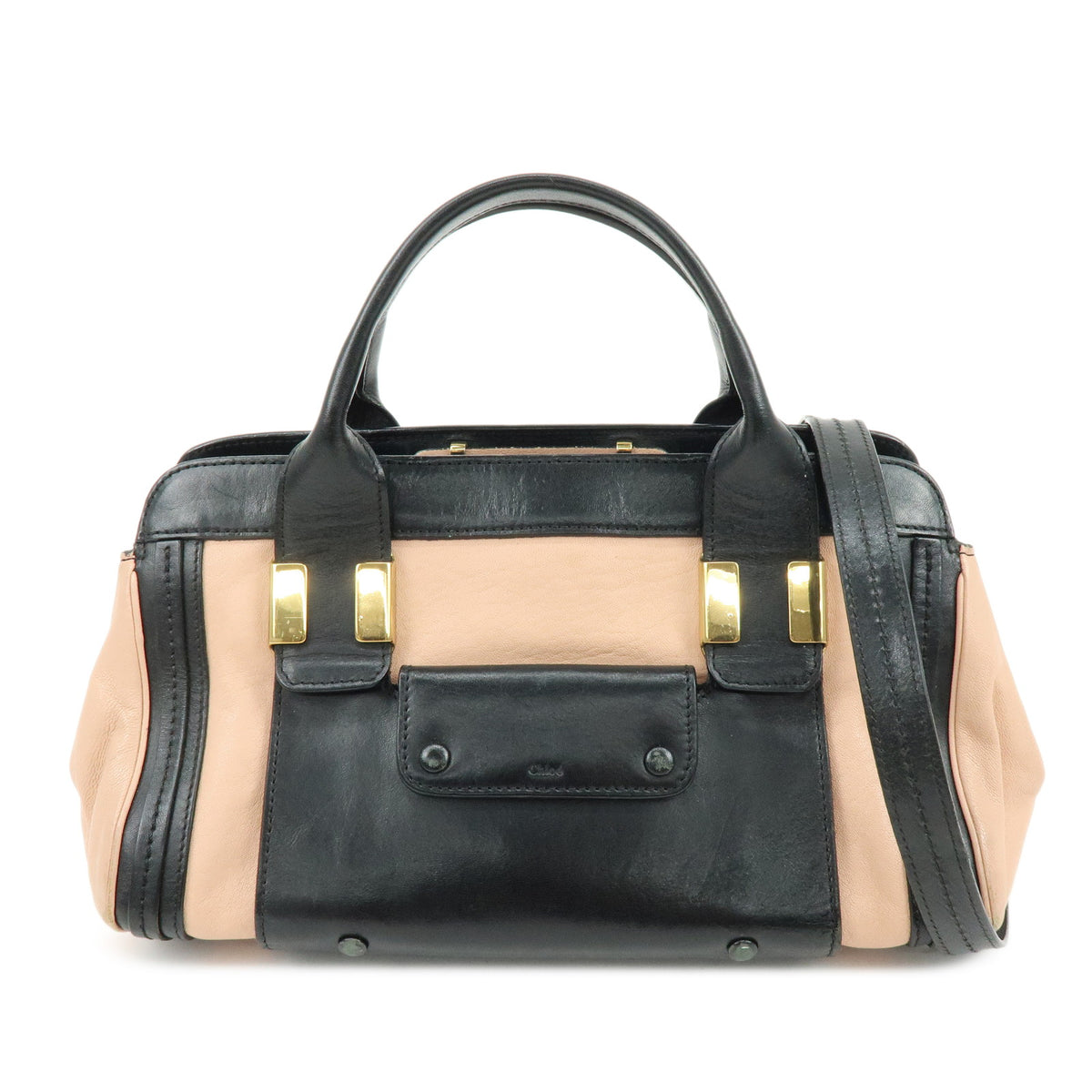 Chloe Alice Leather 2Way Bag Hand Bag Shoulder Bag Black Pink Beige