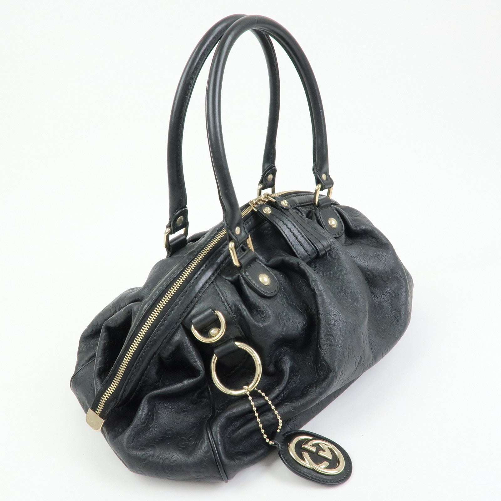 GUCCI Sukey Guccissima Leather 2Way Shoulder Bag Black 223974