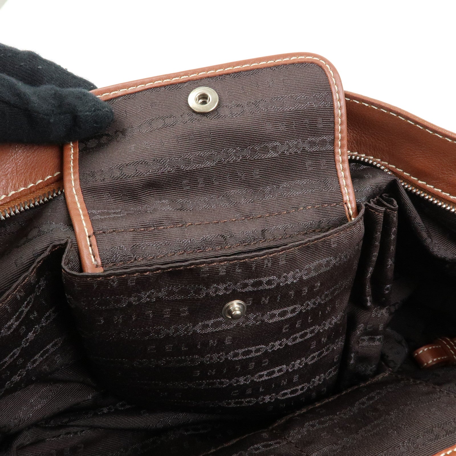 CELINE Bittersweet Leather Shoulder Bag Tote Bag Brown