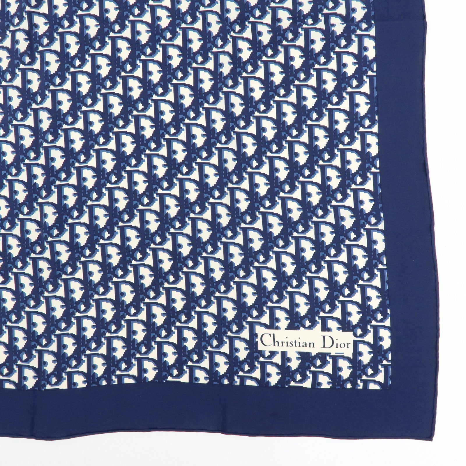 Christian Dior Trotter Silk 100% Scarf Navy White
