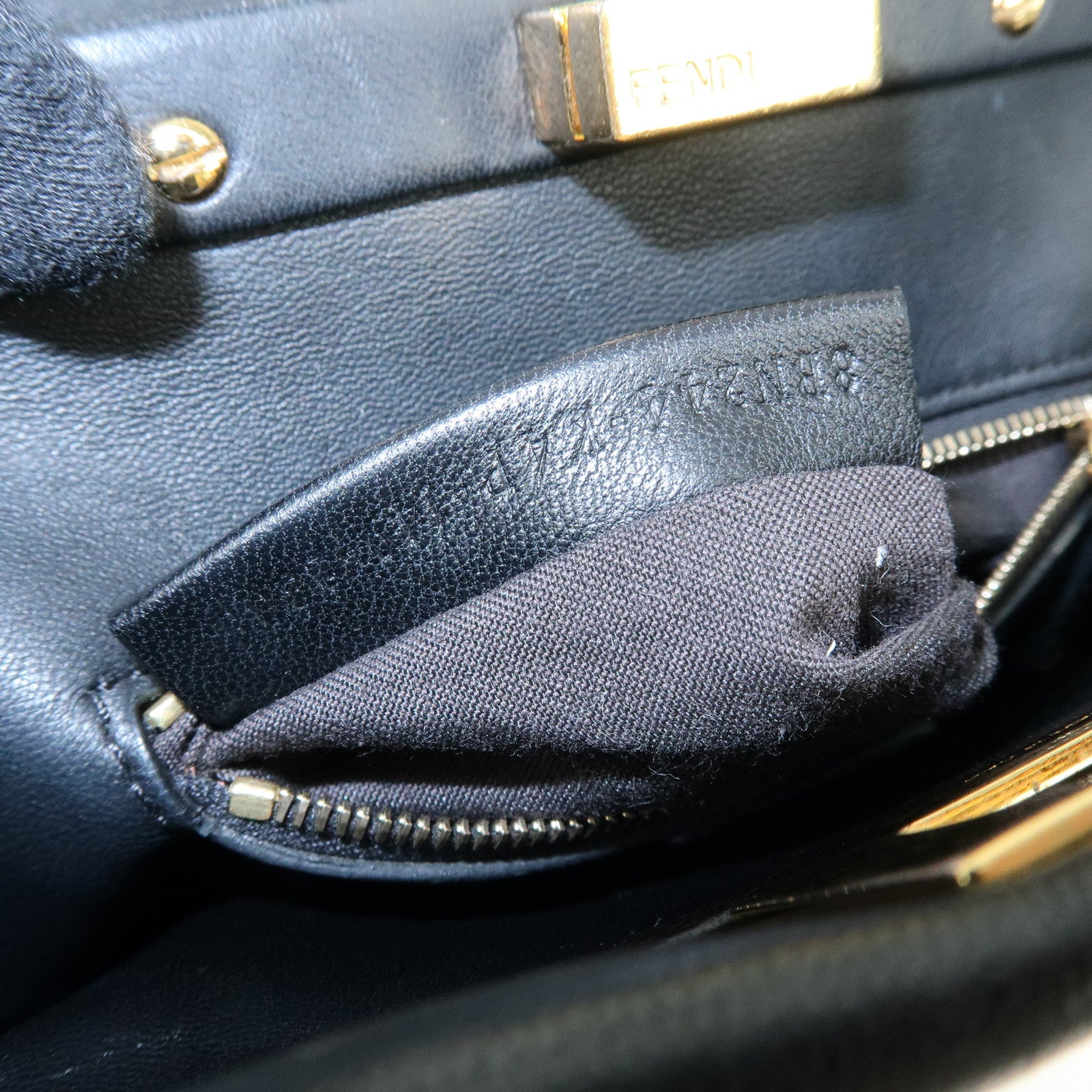 FENDI Peekaboo Mini Leather 2Way Hand Bag Shoulder Bag Black 8BN244