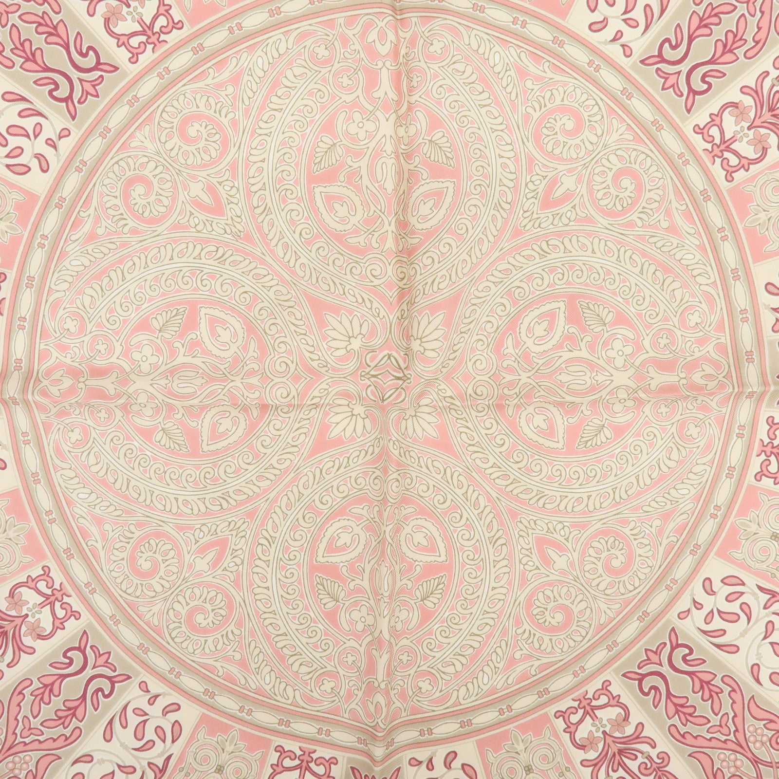 LOEWE Set of 2 Silk 100% Scarf VELAZQUEZ Paisley Pink Gold
