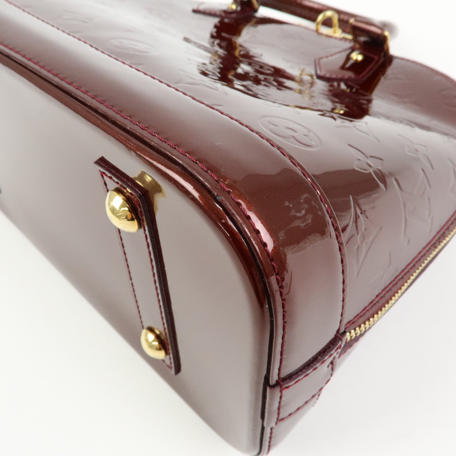 Louis Vuitton Monogram Vernis Alma PM Hand Bag Rouge Fauviste M91691