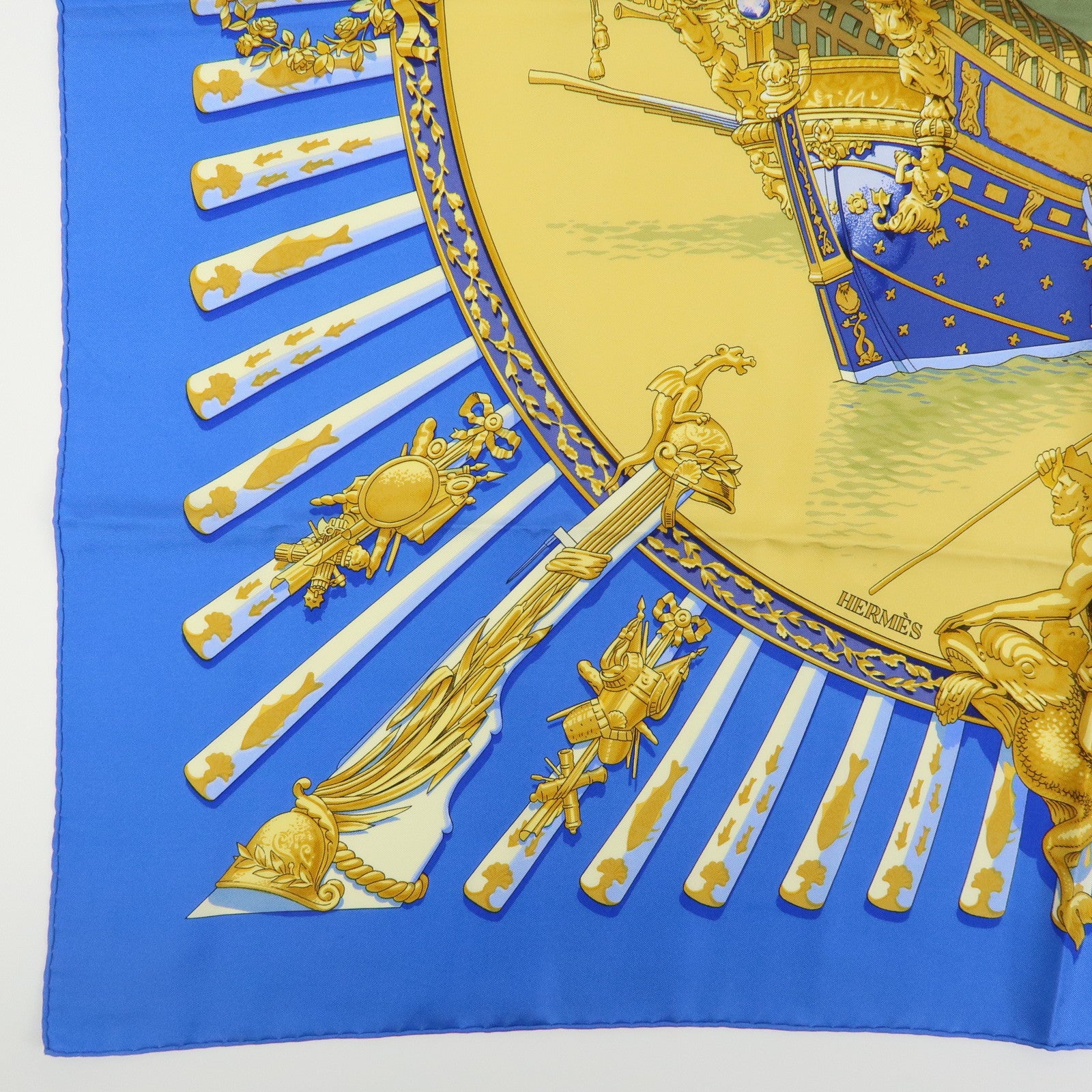 HERMES Set of 2 Carre90 Silk 100% Scarf La MARINE a RAMES/GRAND APPARAT