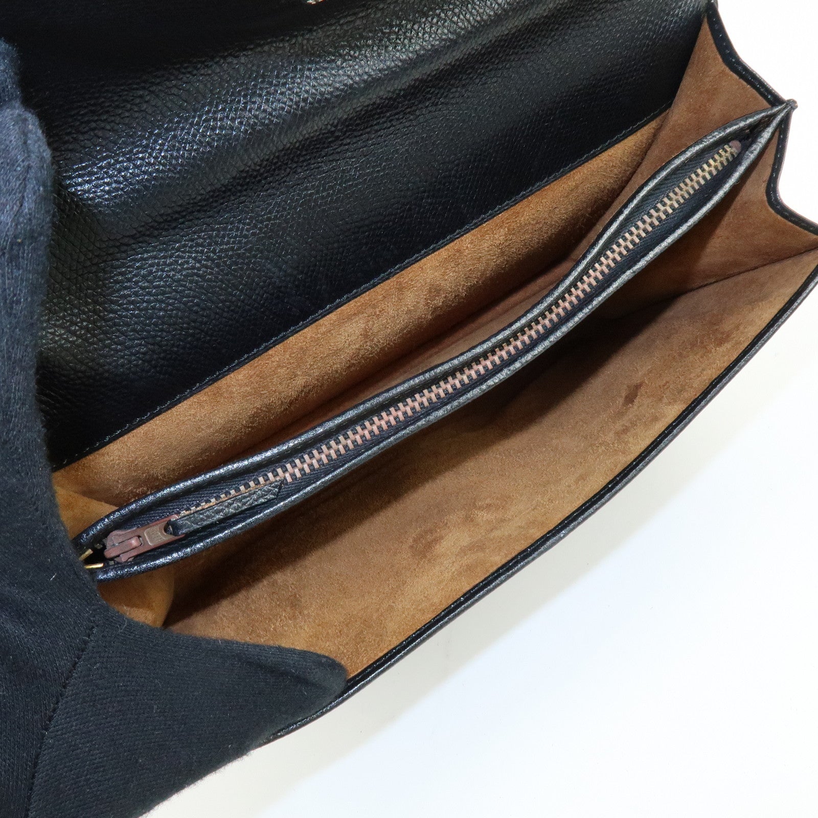 DELVAUX Leather Shoulder Bag Hand Bag Black