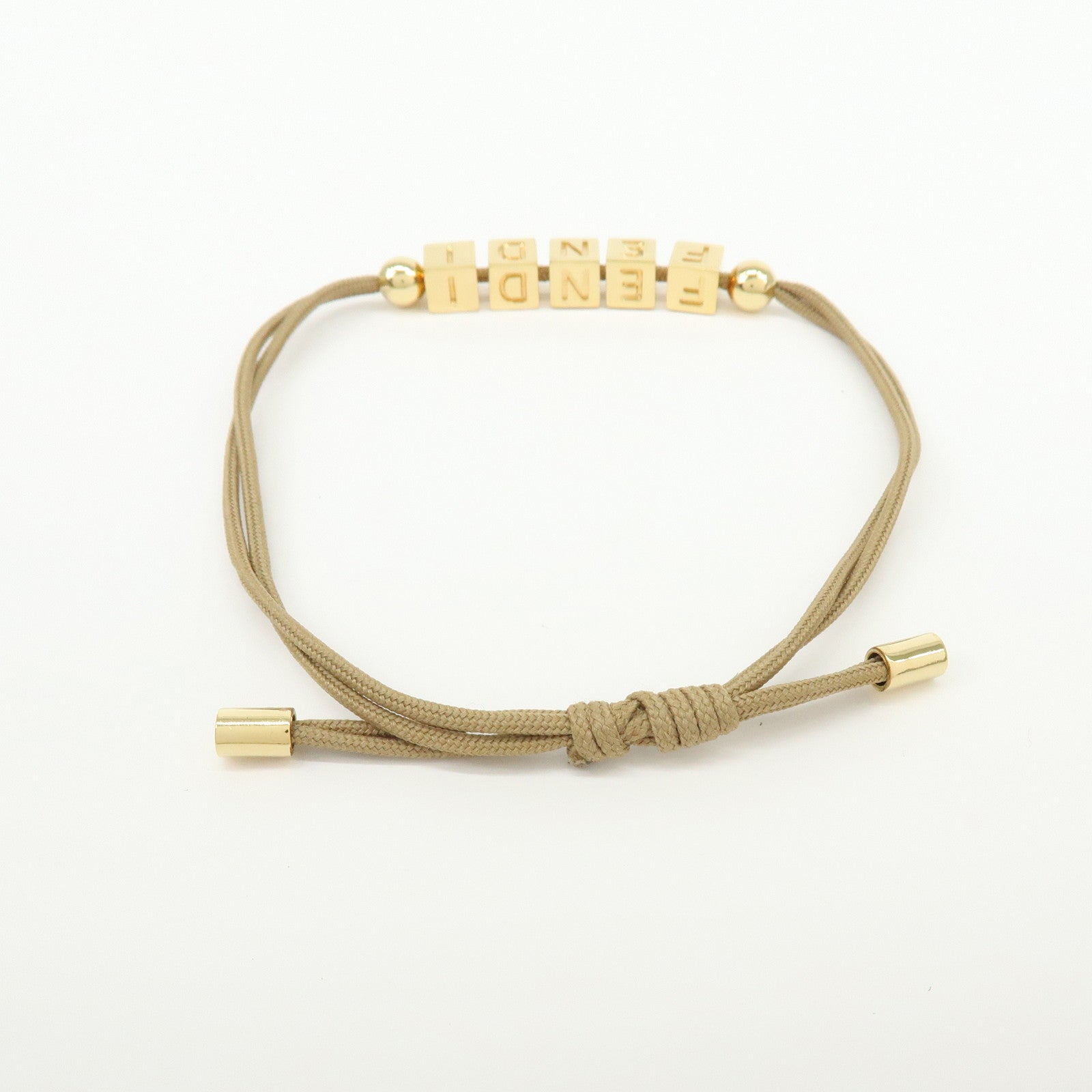 FENDI Logo Cube Graffiti Metal Bracelet Gold Brown