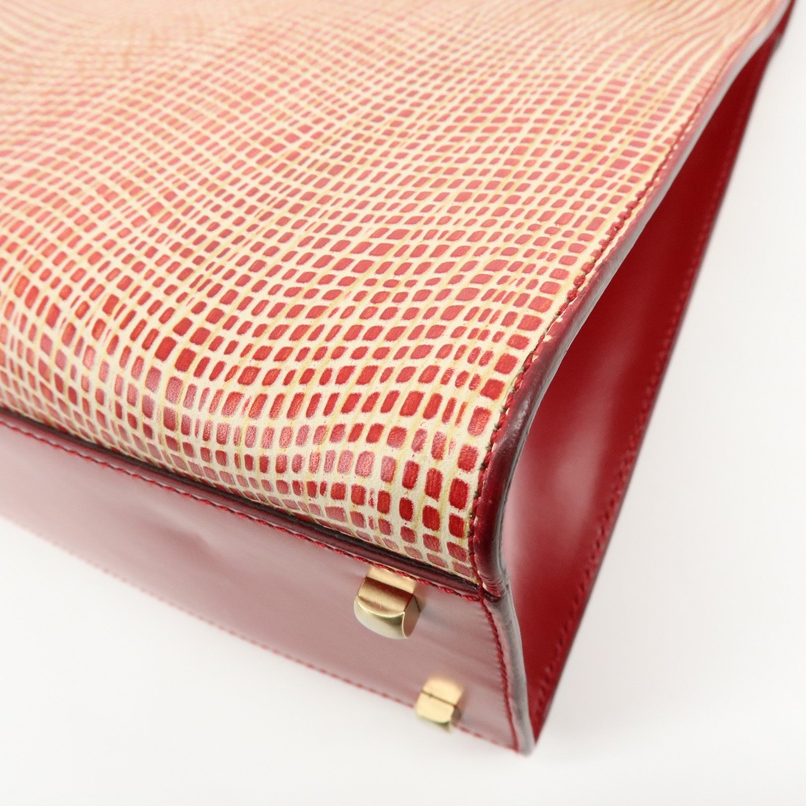 Ferragamo Gancini Leather 2Way Bag Hand Bag Shoulder Bag Red