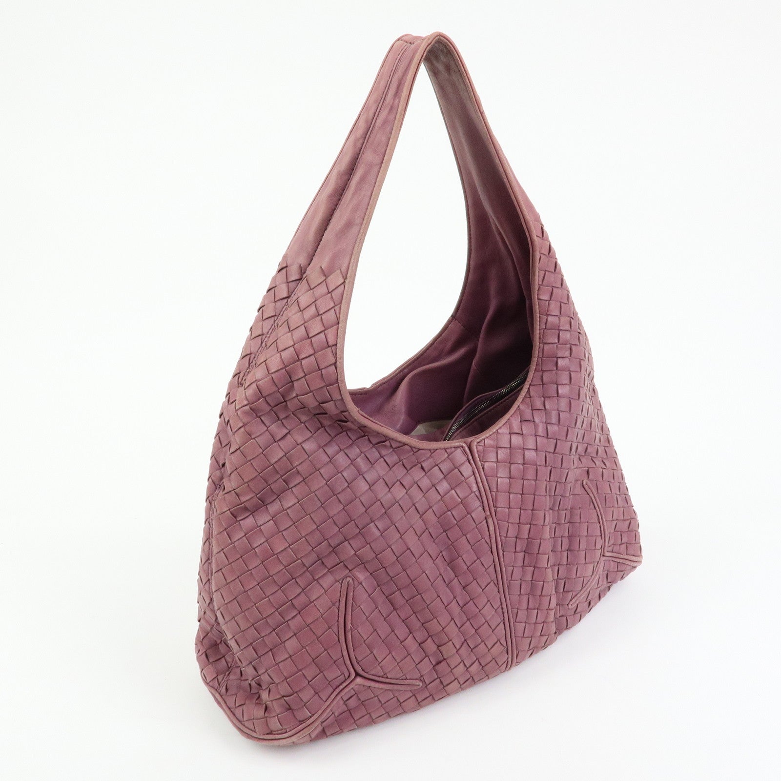BOTTEGA VENETA Intrecciato Leathe Shoulder Bag Hand Bag Purple 145552