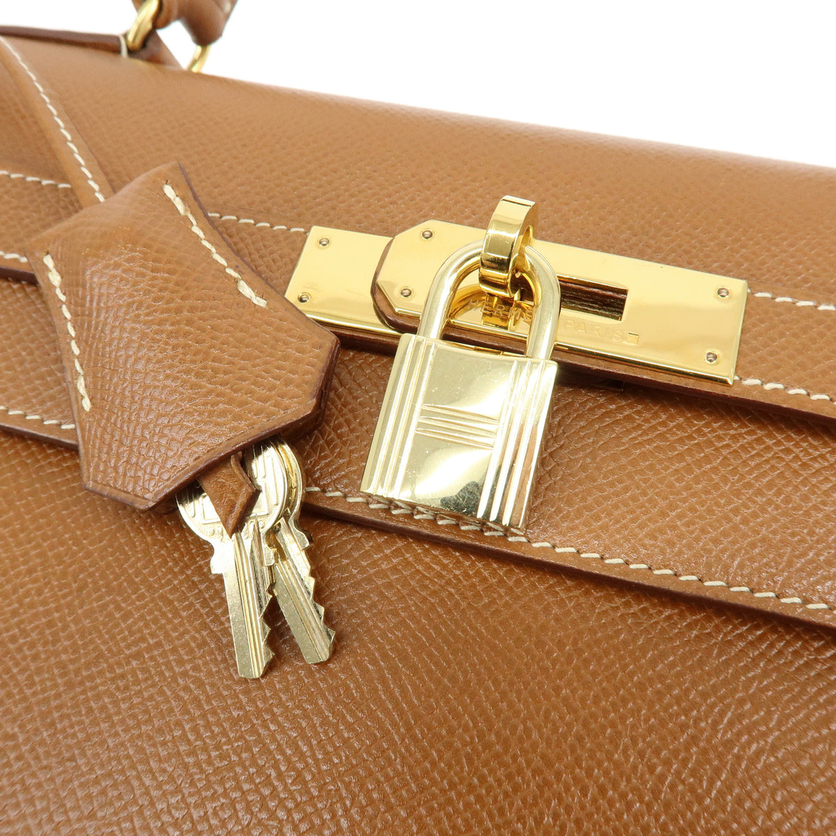 HERMES Kelly 32 Sellier Courchevel 2Way Bag Hand Bag 〇V Stamped Gold