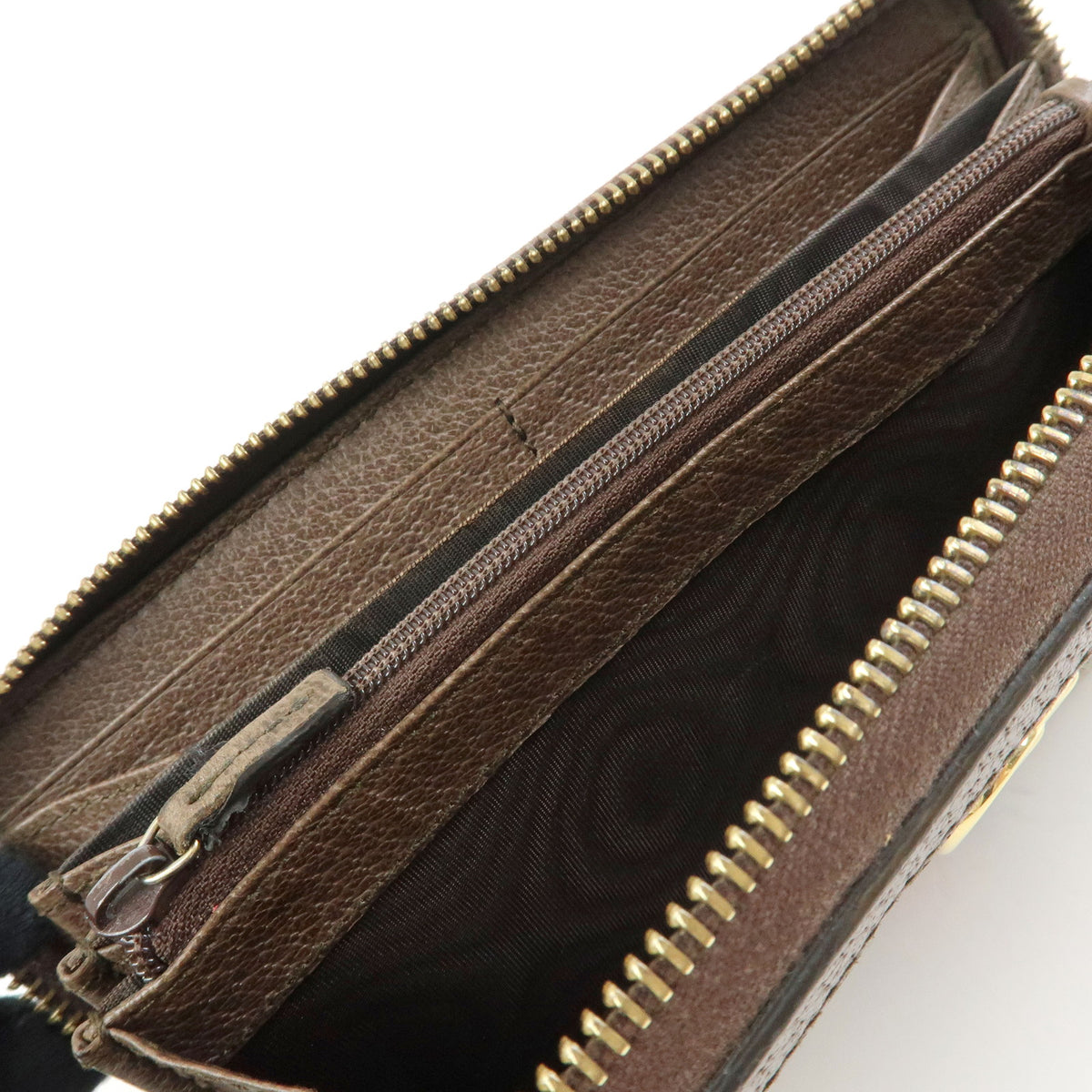 GUCCI Ophidia Sherry GG Supreme Leather Round Zippy Wallet 523154