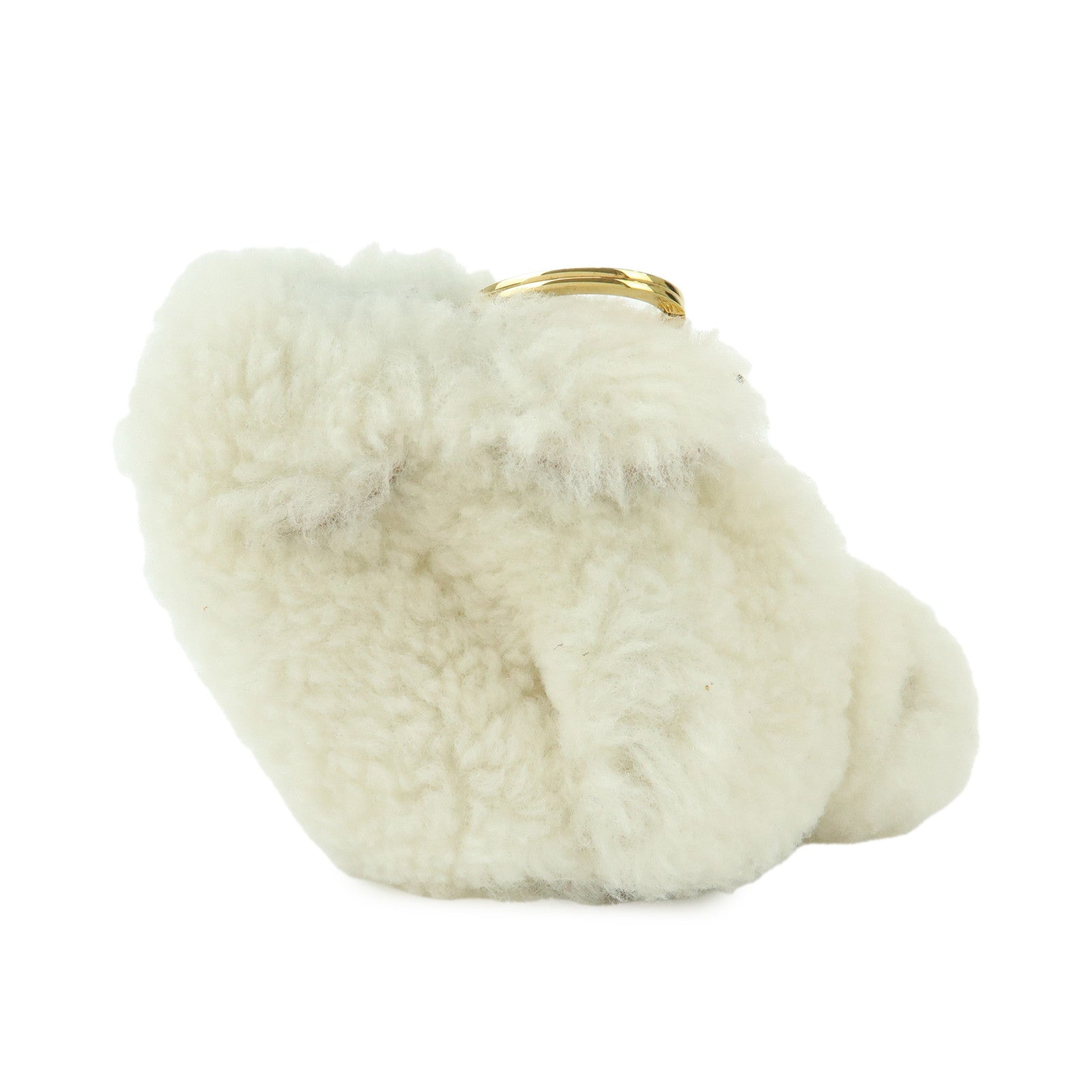 LOEWE Wool Leather Coin Case Bag Charm Rabbit White