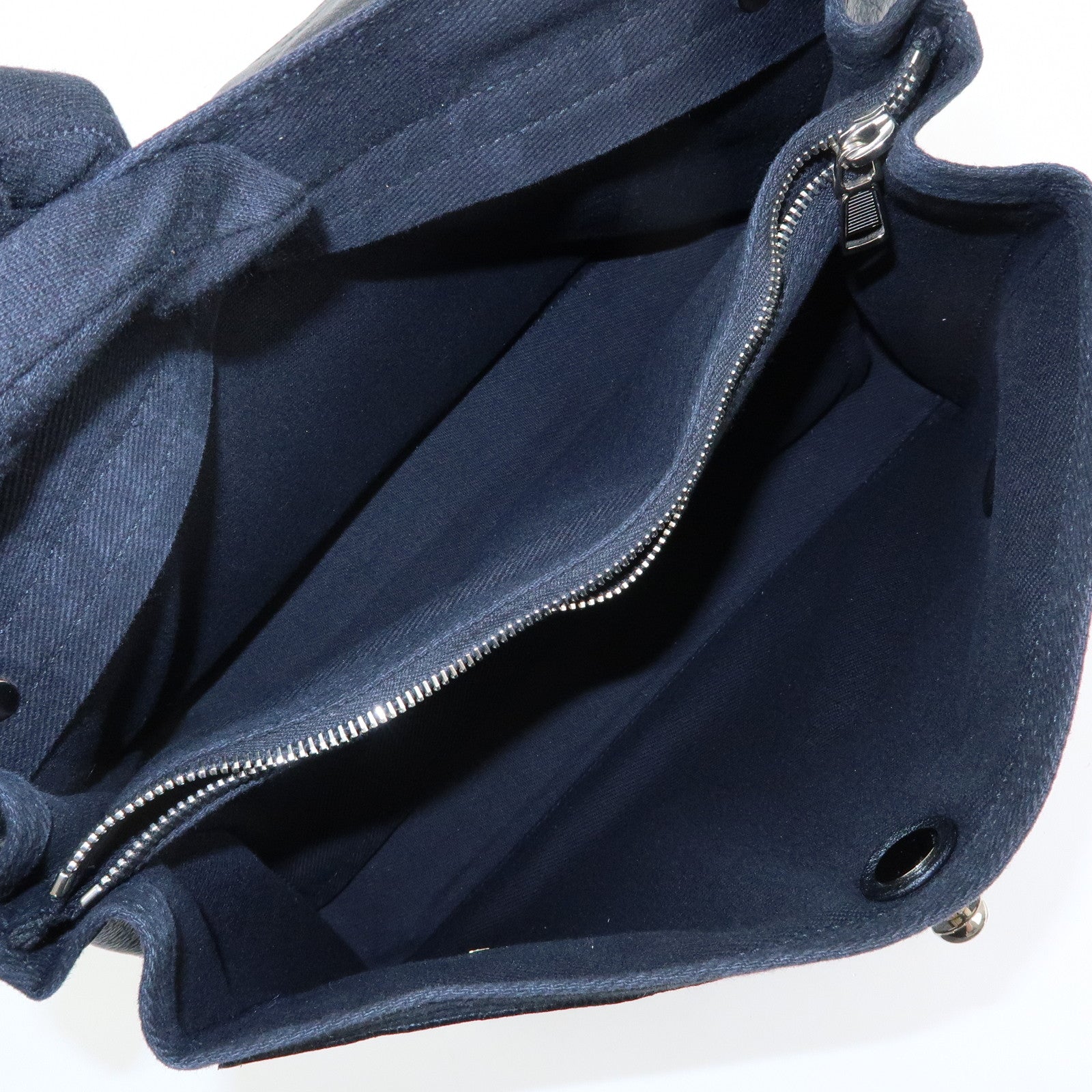 SAINT LAURENT PARIS Muse Two Leather Canvas Hand Shoulder Bag Black