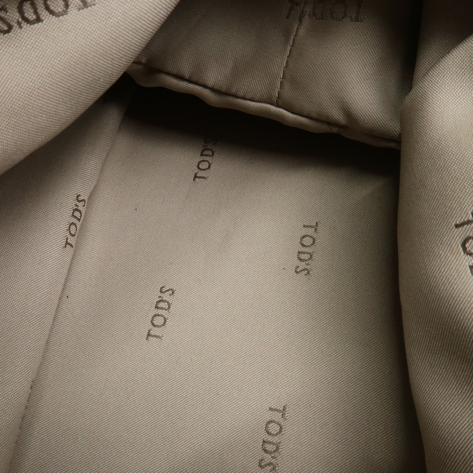 TOD'S Leather Shoulder Bag Boston Bag Hand Bag Beige Used