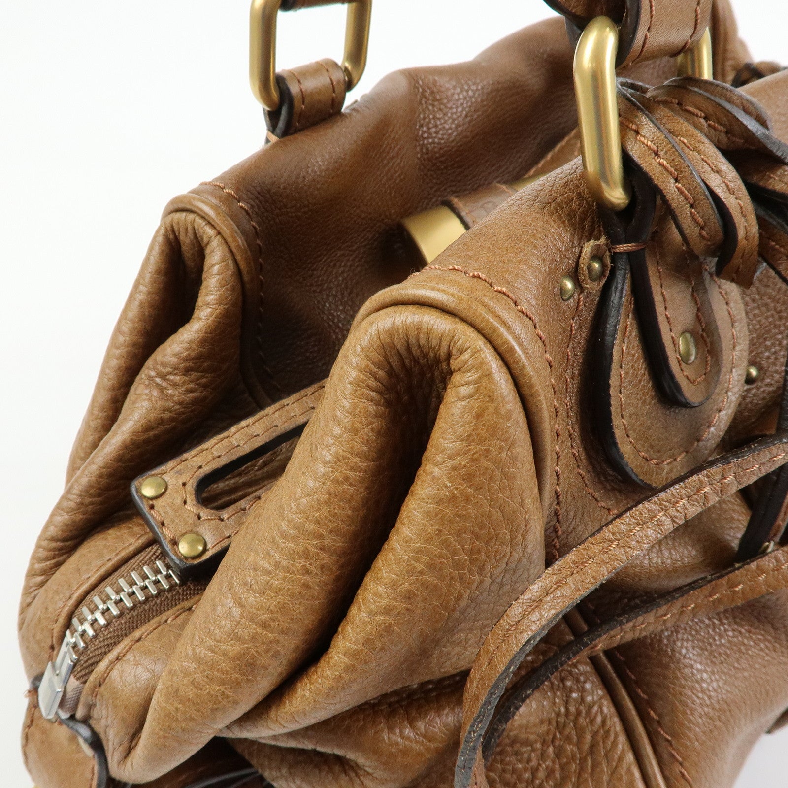 Chloe Paddington Leather Hand Bag Boston Bag Brown