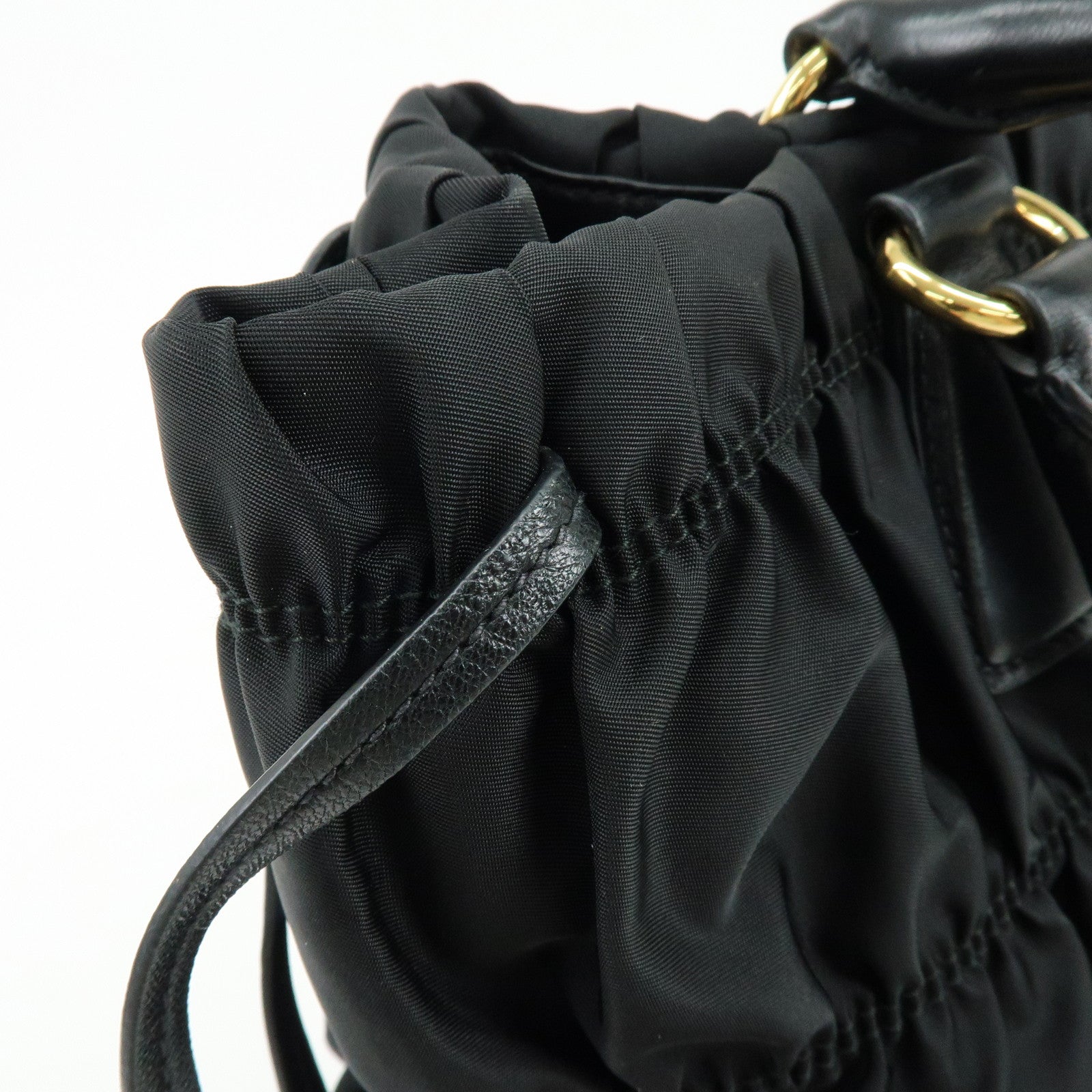 PRADA Tessuto Gaufre Nylon Leather 2Way Bag Hand Bag Black B1788M