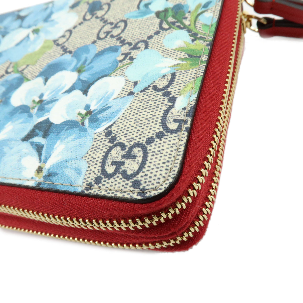 GUCCI GG Blooms GG Supreme Long Wallet Travel Case Red Beige 429767