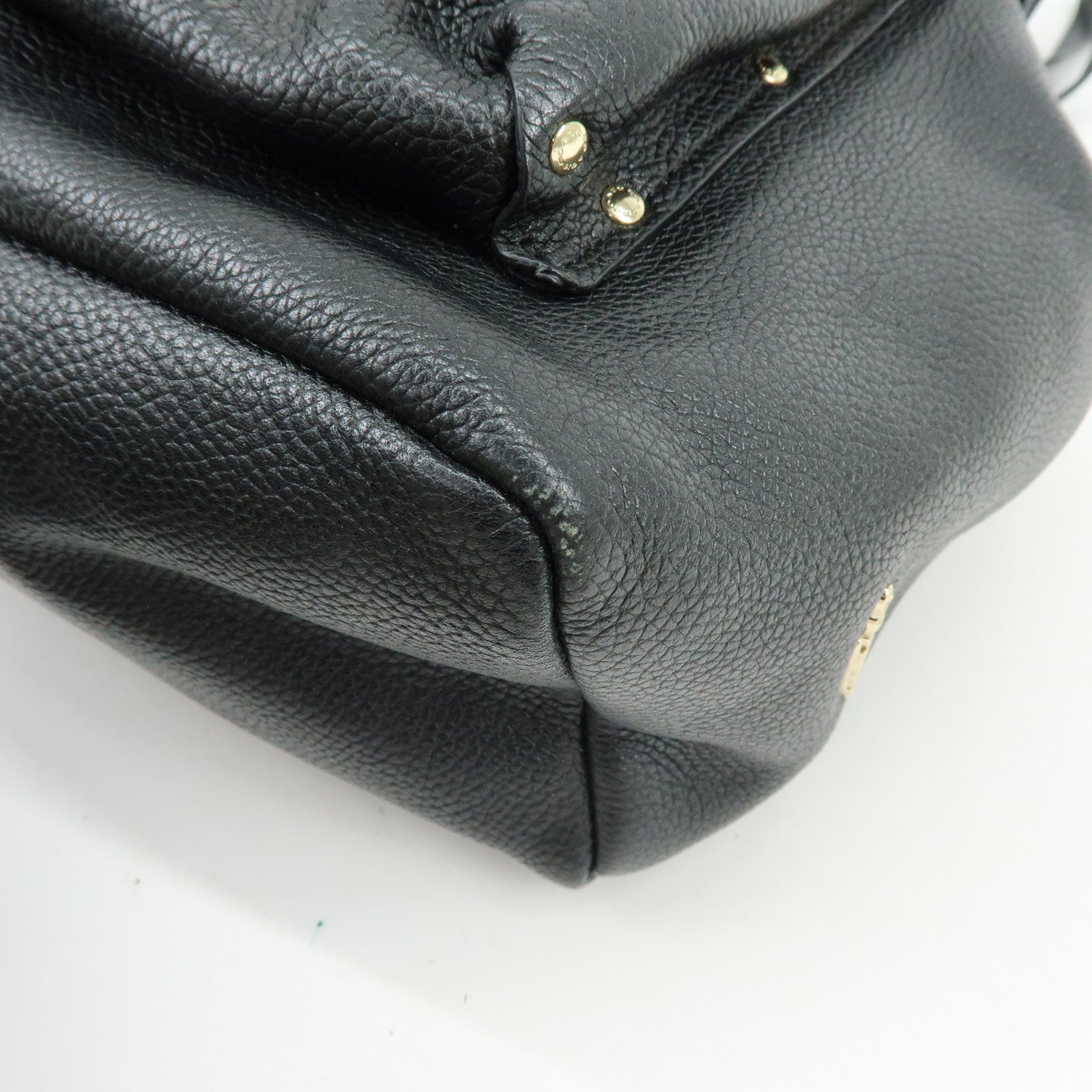 COACH Logo Leather Turn Lock Backpack Rucksack Black