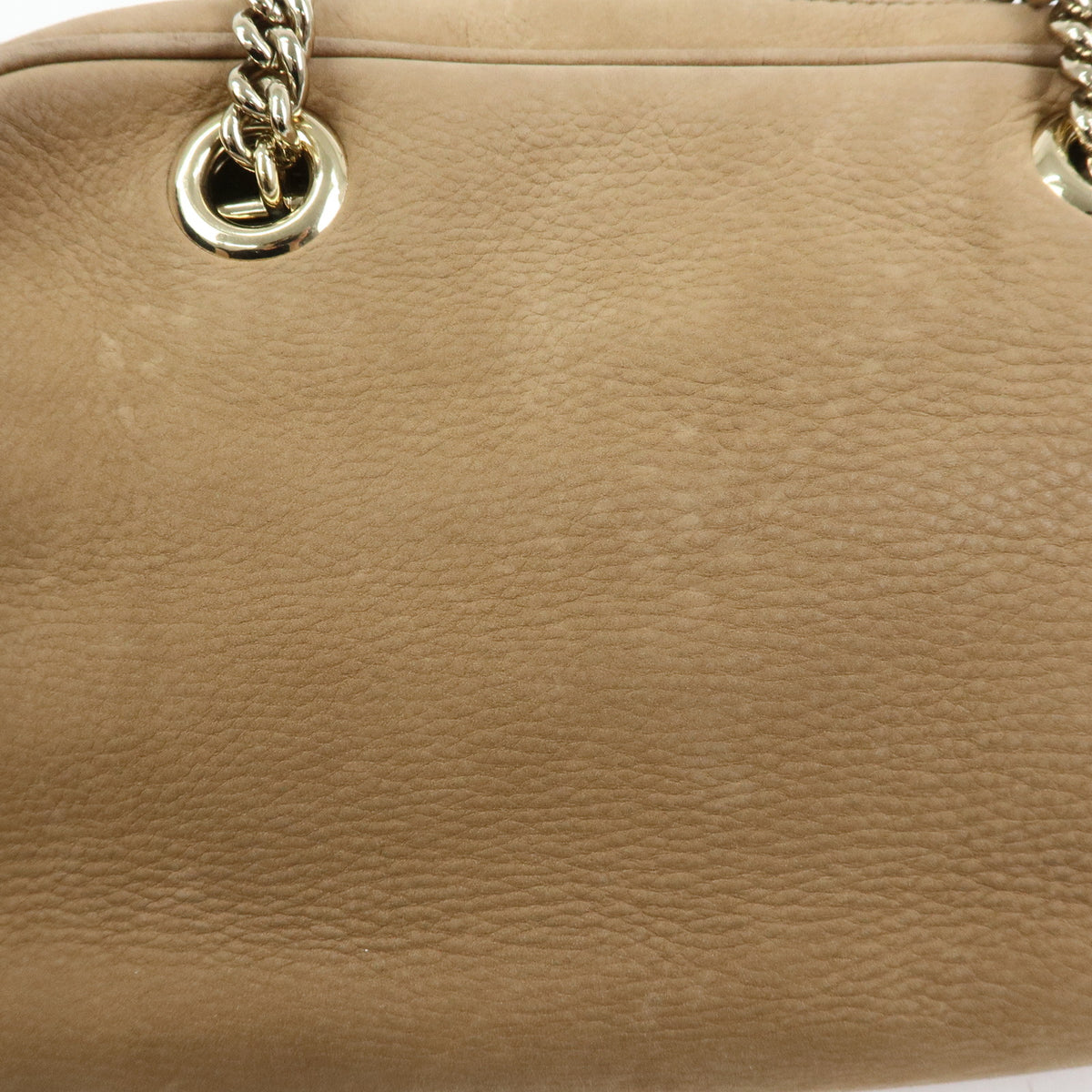 GUCCI SOHO Interlocking G Leather Chain Shoulder Bag Biege 308983