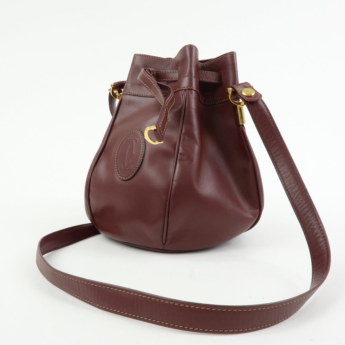 Cartier Must de Cartier Leather Shoulder Bag Crossbody Bag Bordeaux