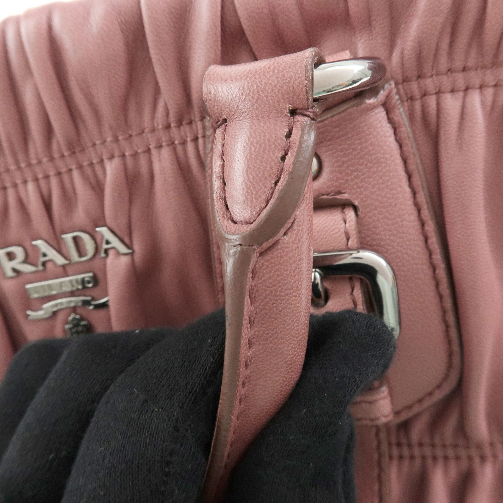 PRADA Logo Nappa Leather 2Way Bag Hand Bag Shoulder Bag Pink