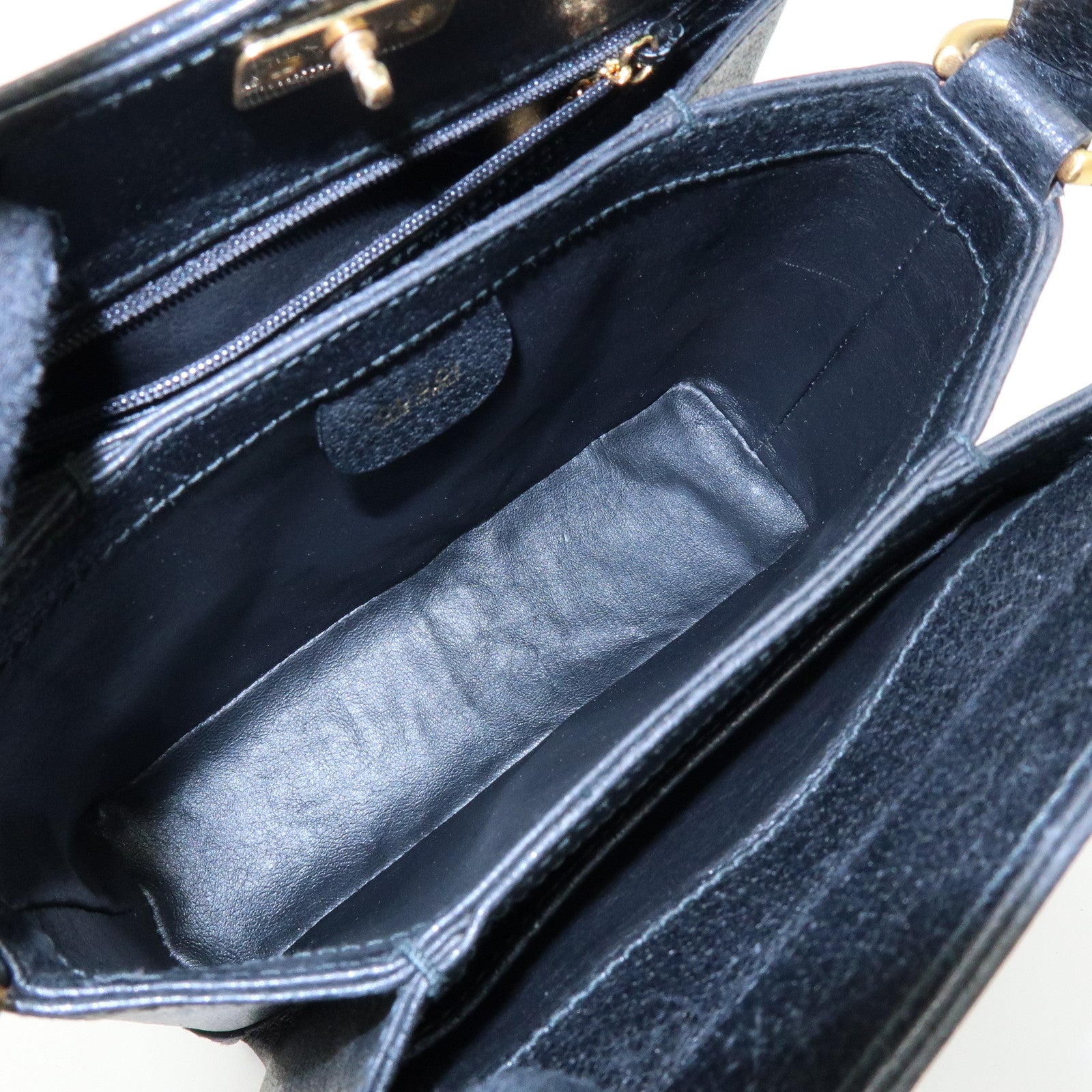 GUCCI Bamboo Turn Lock Leather Mini Hand Bag Black 000・33・0249