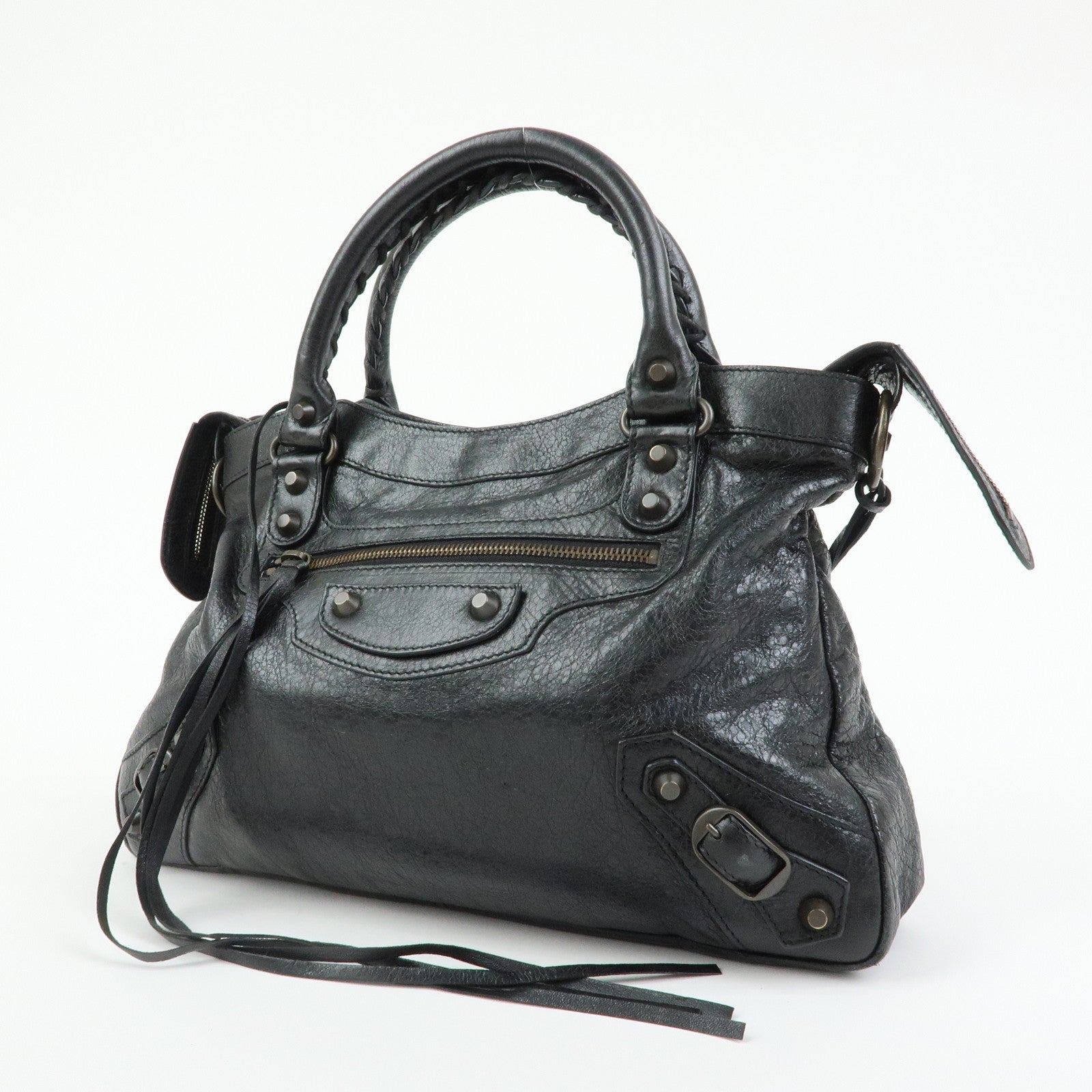 BALENCIAGA The Town Leather 2Way Bag Hand Bag Black 240579