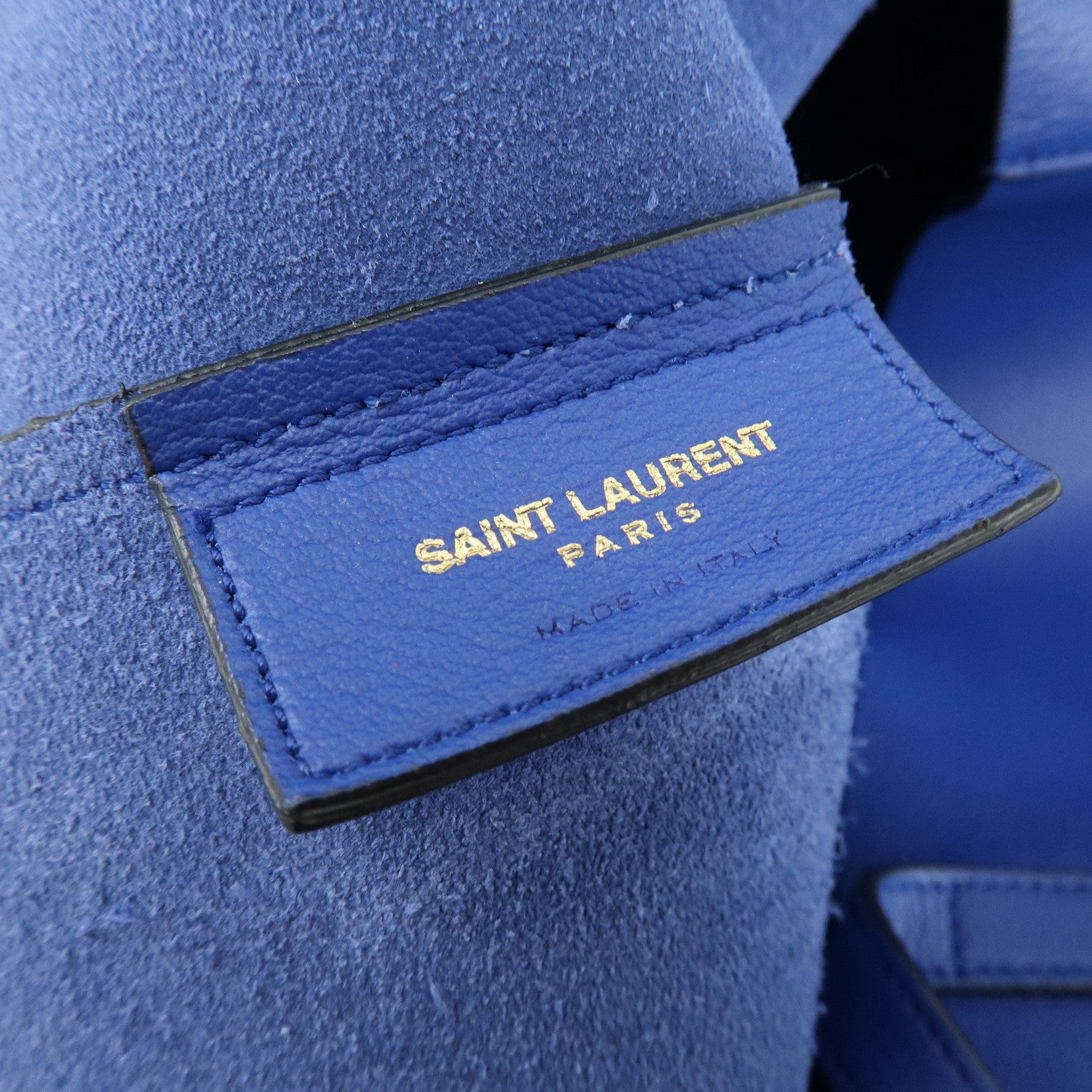 SAINT LAURENT PARIS Cassandra Leather Sac Shopping Bag Blue 394195
