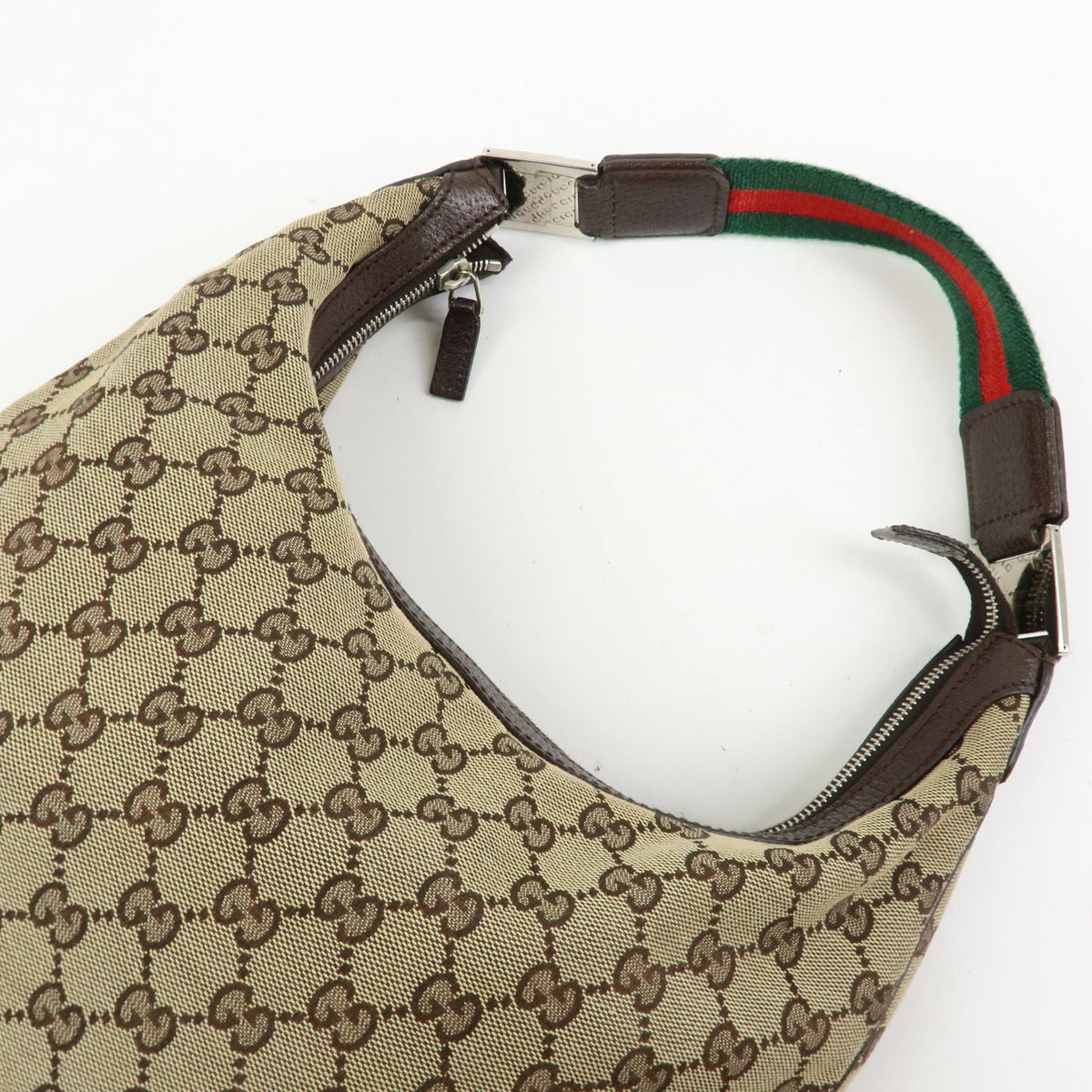 GUCCI Sherry GG Canvas Leather Shoulder Bag Beige Brown 145757